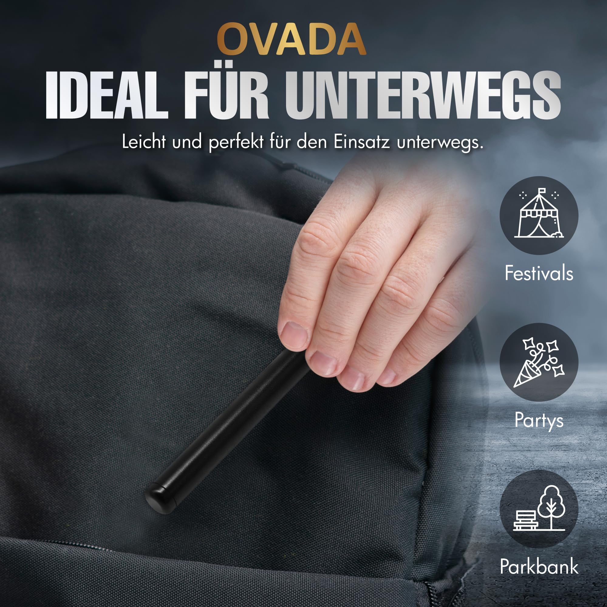OVADA Joint etui ochronne na cygara, 11 cm, bezzapachowe, wodoszczelne, metalowe, wysokiej jakości, z dużą tubą, czyste wzornictwo, czarne, 11 cm, Klasyczny