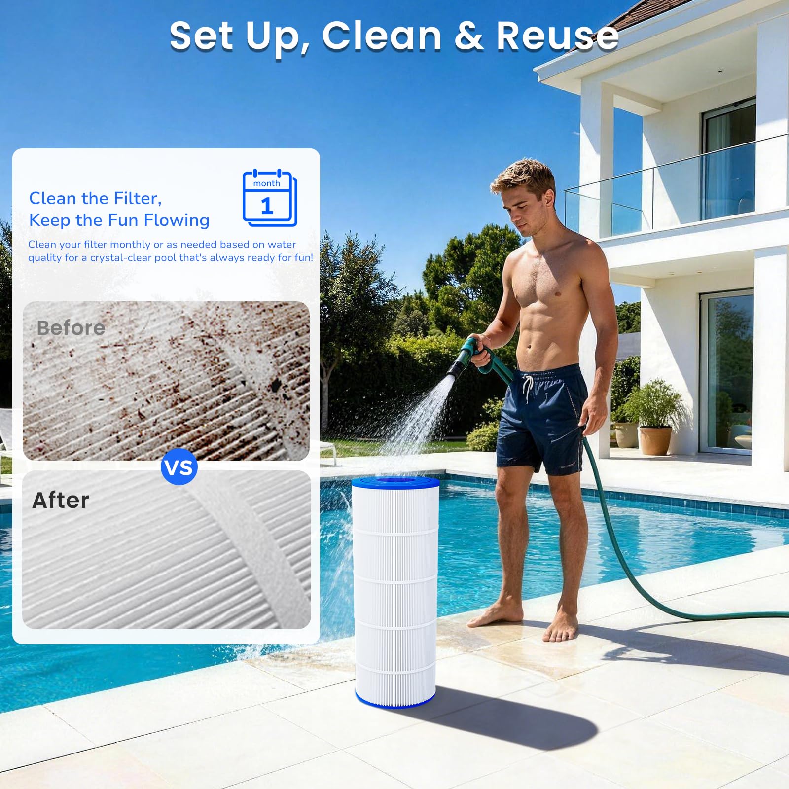 Fil-Fresh C1200 Cartouches de Filtre de Piscine compatibles avec Hayward C1200, Remplacement pour Hayward CX1200RE, Unicel C-8412, 10 m²