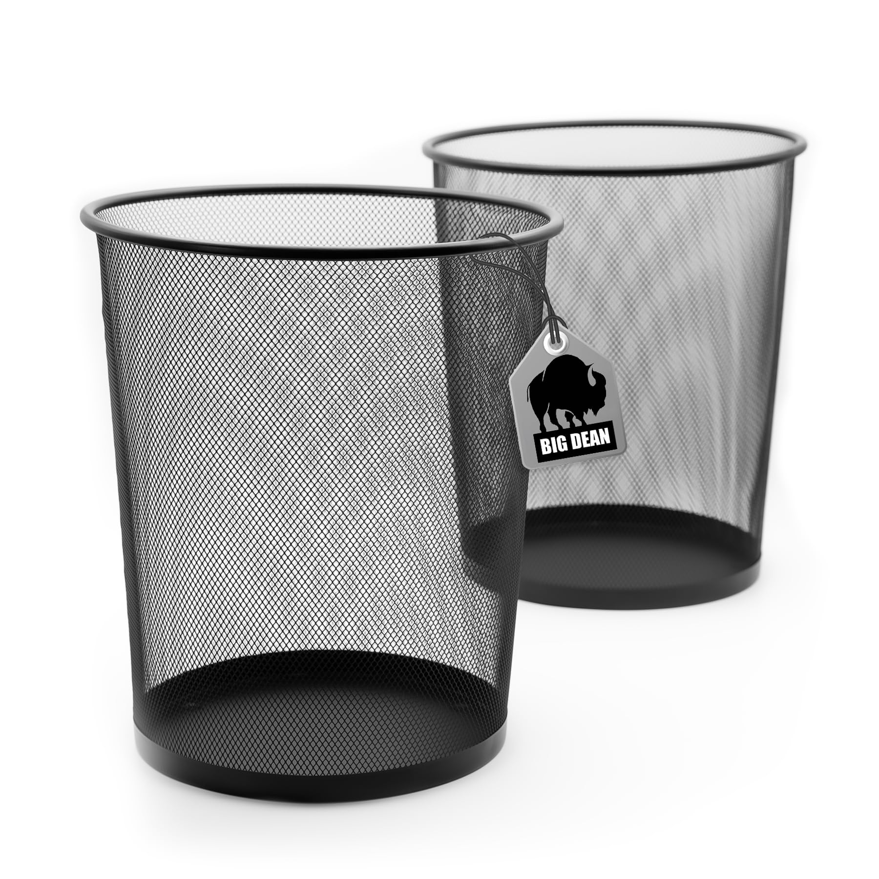 BigDean 2 Stück Papierkorb Mülleimer schwarz 20L Draht - Mülleimer Büro - hochwertiger Papiereimer für Zuhause & Büro