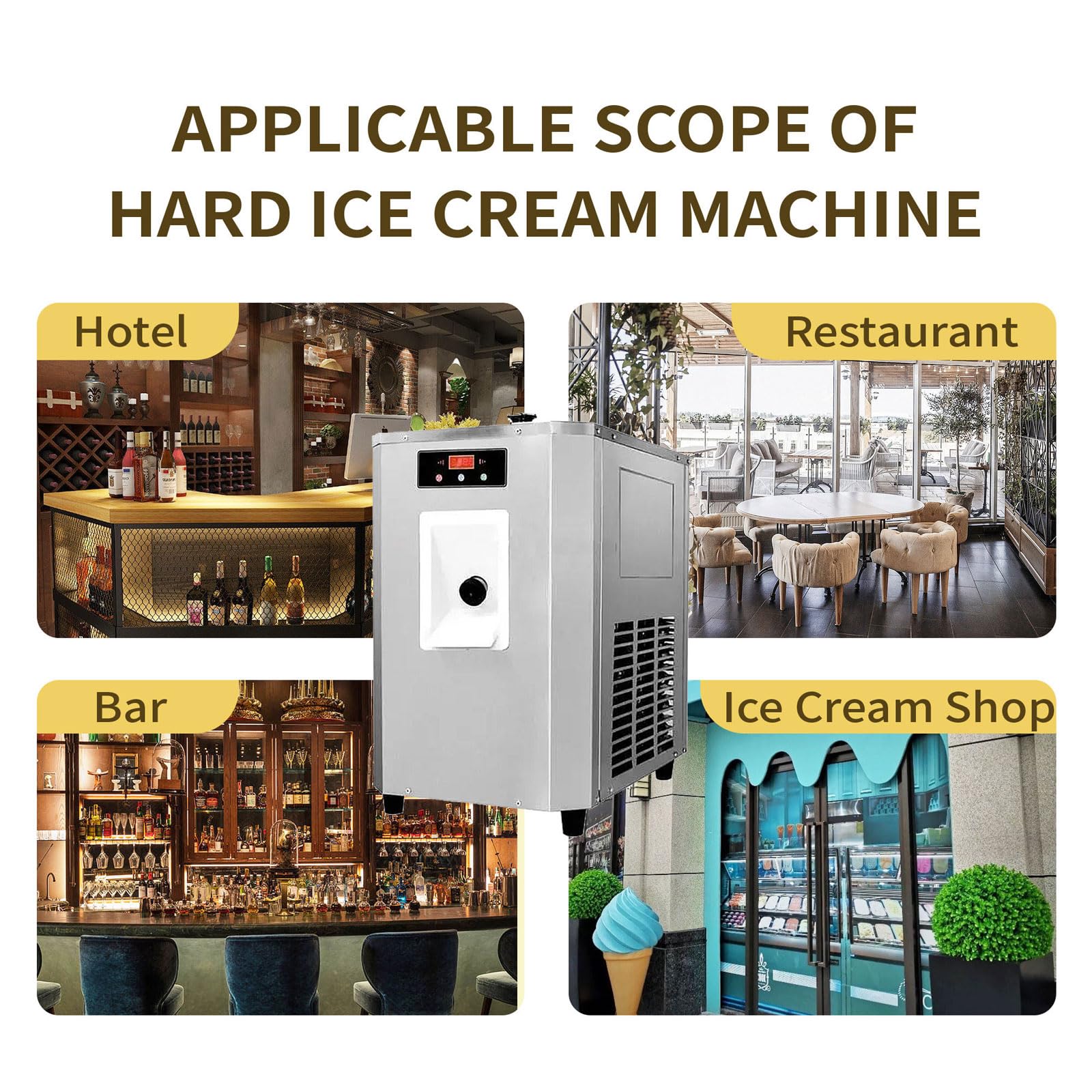 Gelatiera Commerciale Da 24 L/h, Macchina Per Gelato Paghetti Da 1350 W Con Capacità Di 7 L, Controllo Con Display Digitale, Raffreddamento Rapido, Per Ristoranti, Snack Bar, Supermercati, Food Truck
