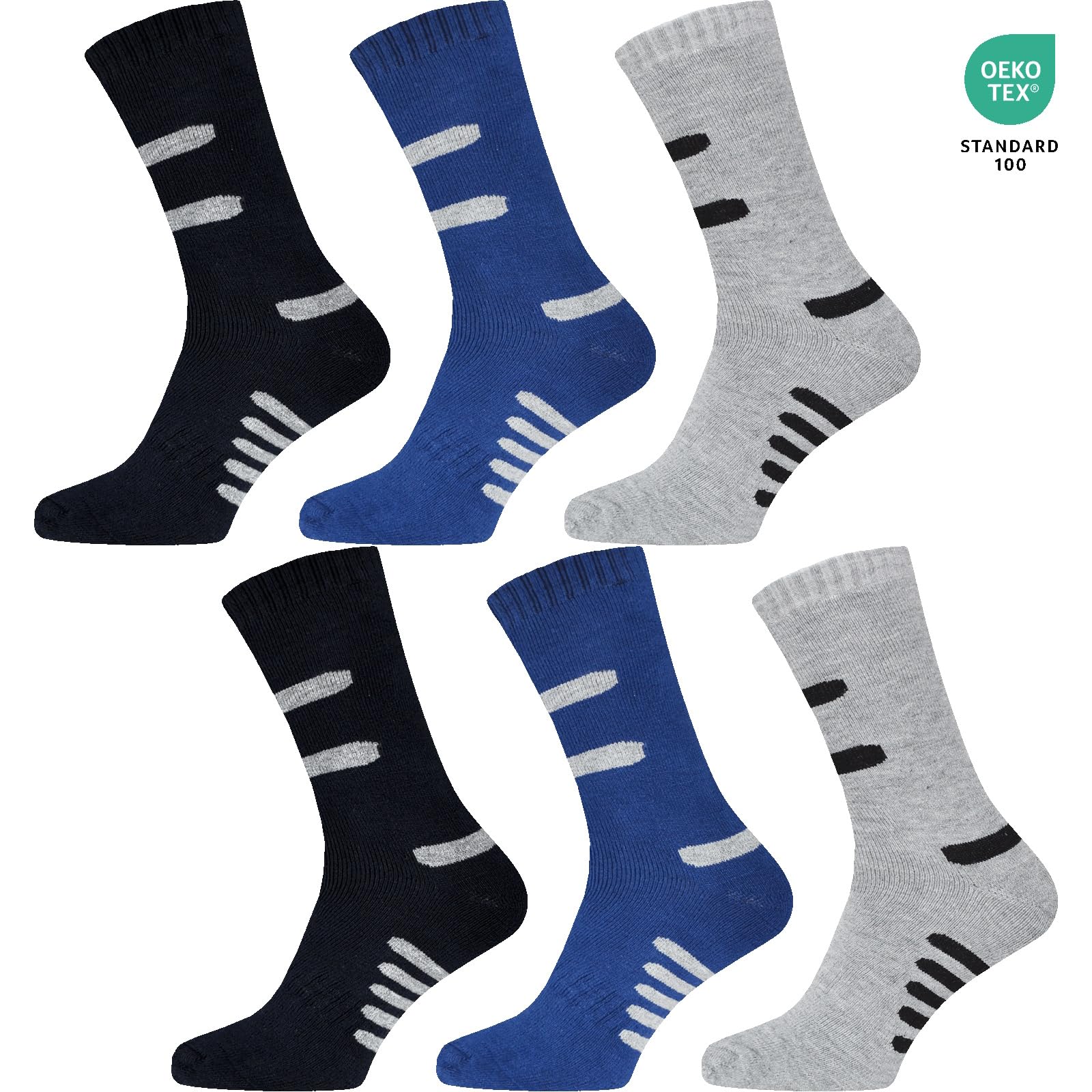 BestSale247 6 oder 12 Paar Herren Socken Baumwolle Thermosocken Warme Dicke Winter Sport Ski Arbeitssocken Schwarz Vollfrottee Gr. 39-42/40-44 ; 43-46, 43-46, Mehrfarbig / 12 Paar