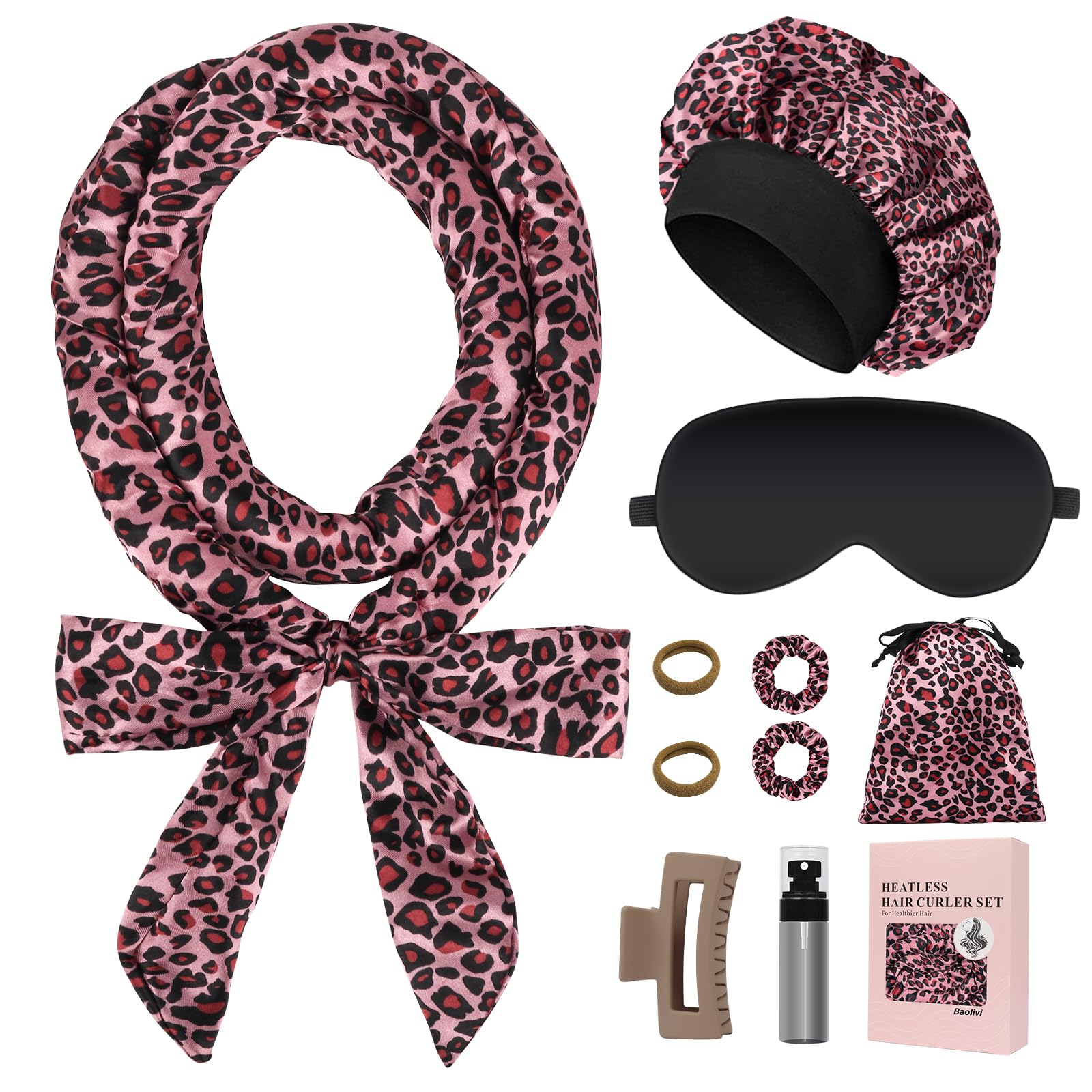Baolivi Satin Lockenband Ohne Hitze -Stil 7& Leopard 7
