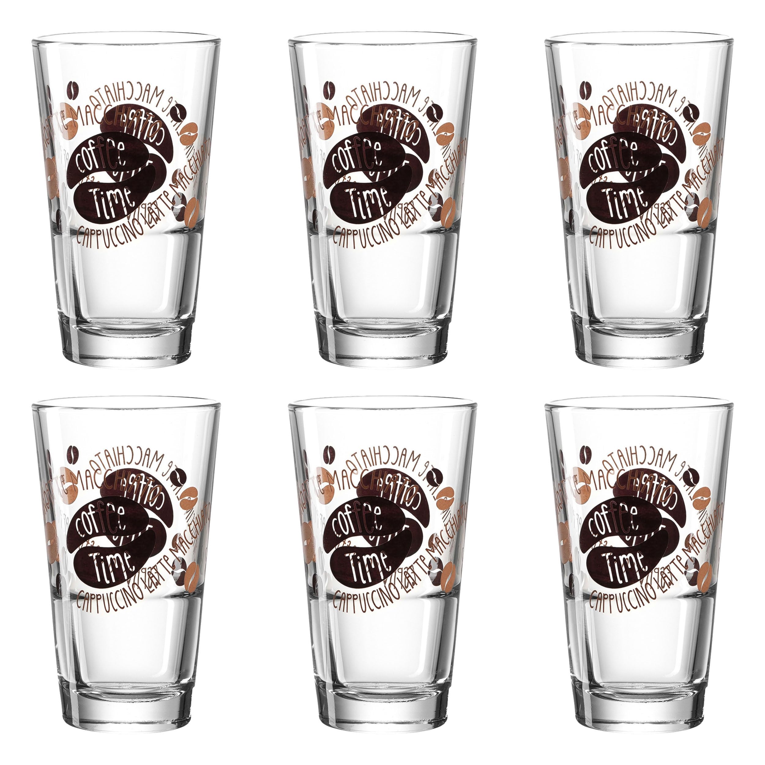 Tazas de cristal de 240 ml de alta transparencia con base estable pack de 6