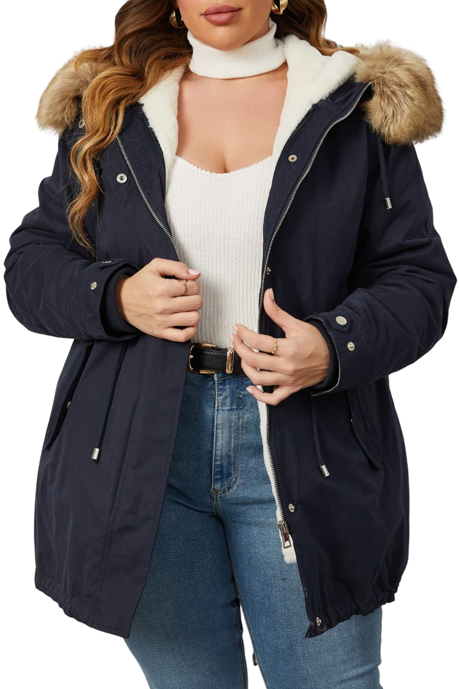 Geschallino Women's Parka Coat 3 in 1 Plus Size