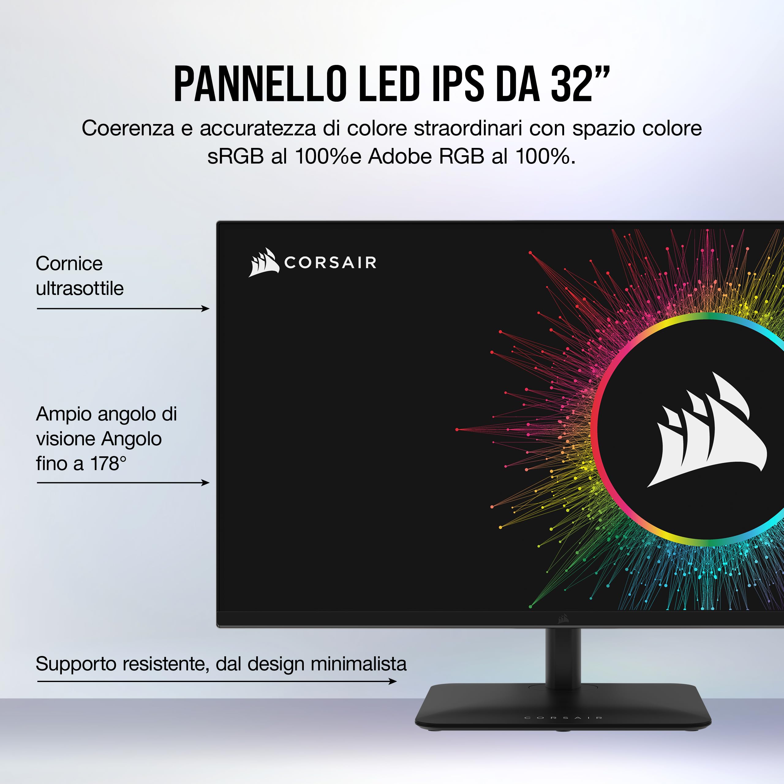 Corsair XENEON 32UHD144-A Monitor da Gioco 4K da 32 Pollici - 144Hz, IPS, 1ms, 3840 x 2160, FreeSync Premium, HDR600, DisplayPort, HDMI, Hub USB-C