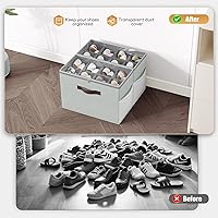 Vista 3 de Budding Joy 2 Pack Shoe Organizer for Closet, Clear Foldable Shoe Storage Containers Adjustable Dividers Fits 16 Pairs,Shoe Storage Bins Baskets