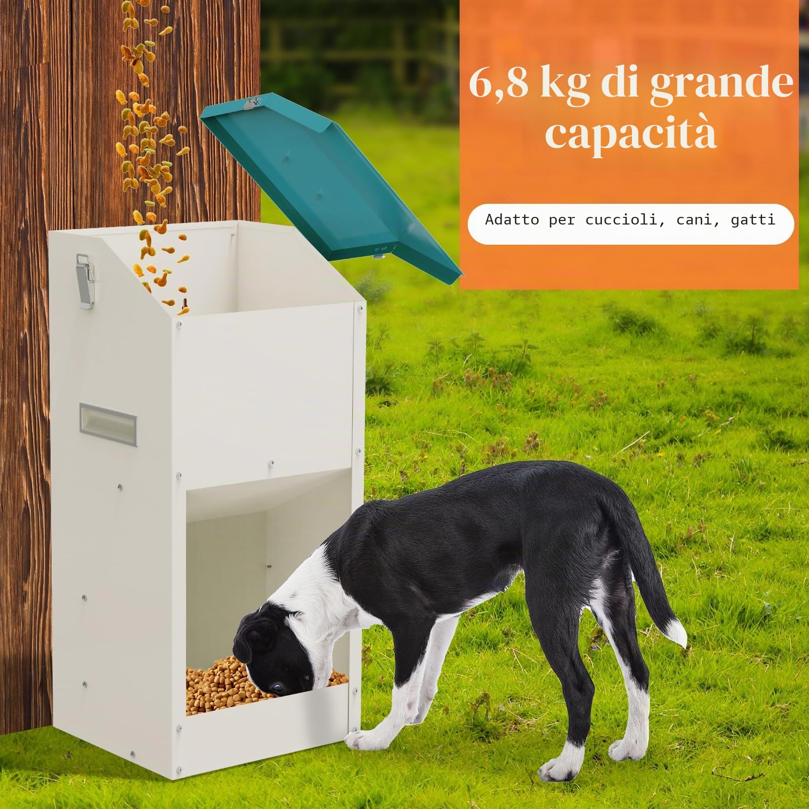 Svauouumu Alimentatore Automatico Per Cani 6 Kg Alimentatore Automatico Per Gatti Gravity Metal Alimentatore Per Cani Con Coperchio Per Cuccioli Gatti, Cuccioli