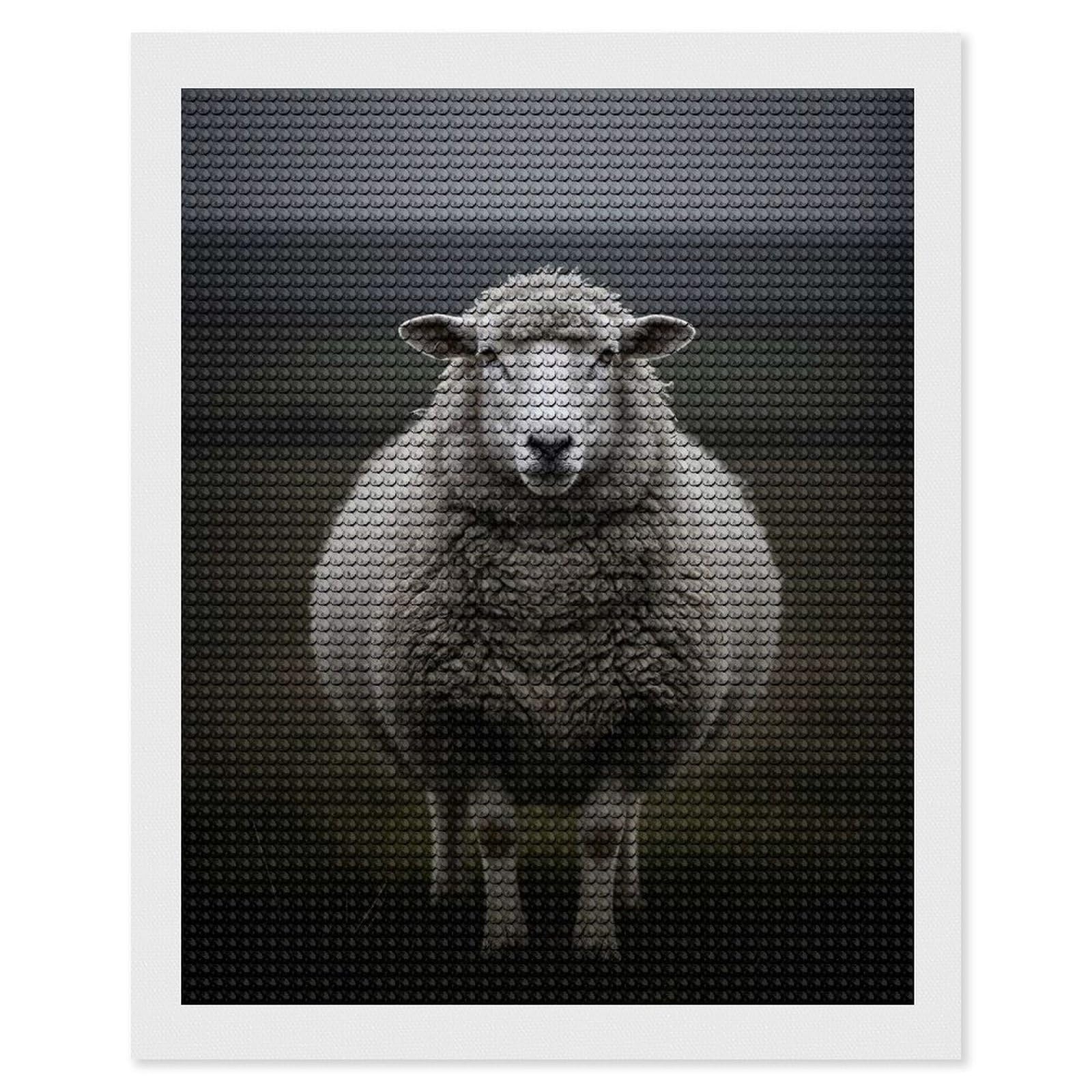 Junmoney Sheep in A Moody Landscape Diamond Art Kit 16"x20", Gift Idea, for Family Craft Time, Mindful Craft Activity, Boho Decor, Relaxing DIY Hobby