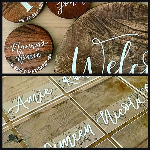 Miniatura 6 de Bolígrafos de pintura blanca, paquete de 6 marcadores de pintura blanca de punta media de 0.098 in, permanentes para madera, roca, plástico, cuero,