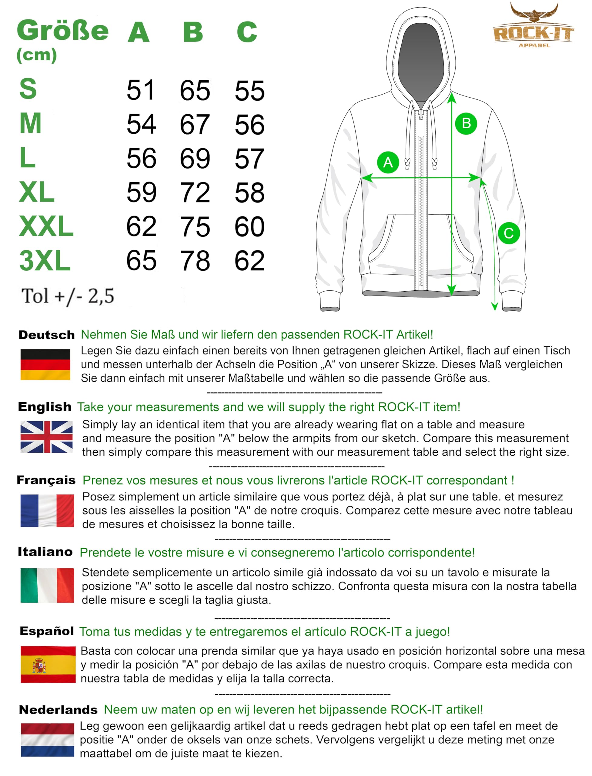 ROCK-IT Apparel SLIM FIT Bluza z kapturem dla mężczyzn z zamkiem błyskawicznym - [rozmiary S-3XL] miękka i ciężka tkanina najwyższej jakości - dopasowany krój