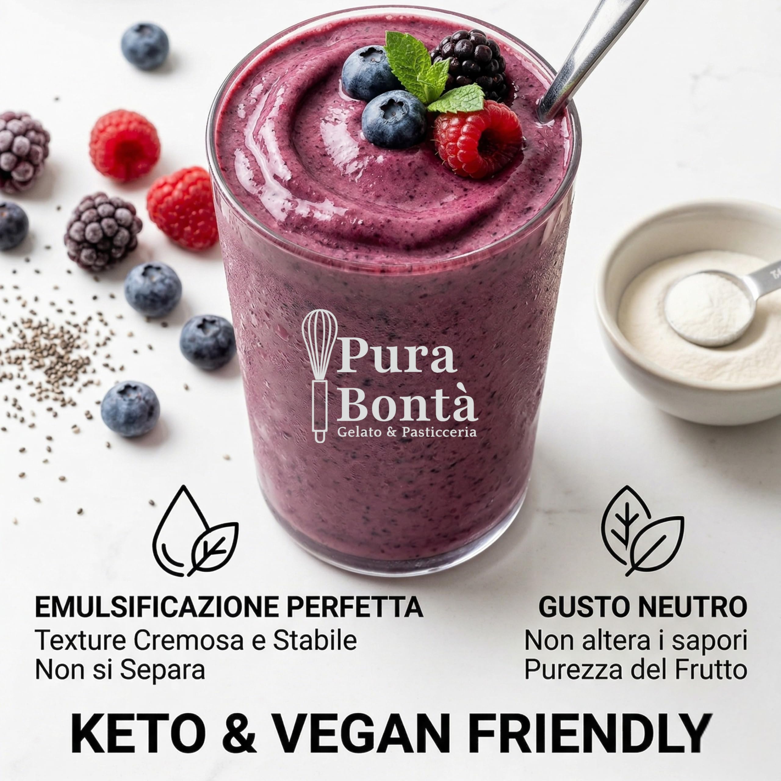 PURA BONTÀ Gomma di Xantano in Polvere Senza Glutine 1 Kg | Addensante e Stabilizzante Alimentare 100% Naturale | Pane e Pizza 100% Senza Glutine | Alta Viscosità, Zero Grumi | Confezionato in Italia
