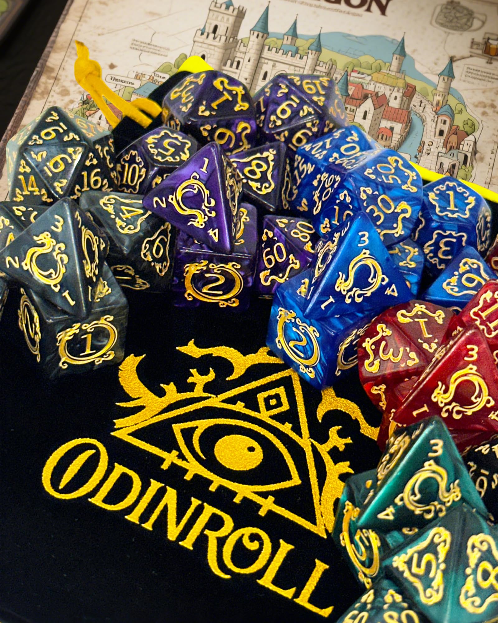 Juego de Dados Poliédricos, 35 Piezas - 5 Sets de Dados de rol con 1 Bolsa para Dungeons and Dragons D&D RPG MTG Juegos de Mesa, Incluye D20, D12, D8, D6, D4, D10 (0-9) y D10 (00-90)