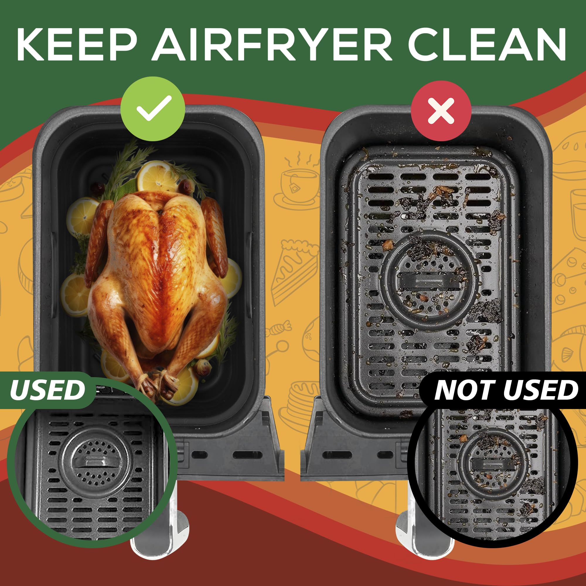 2Pcs Airfryer Zubehör Für Ninja Foodi Max Dual Zone AF400EU AF300EU 9.5L, Siliko