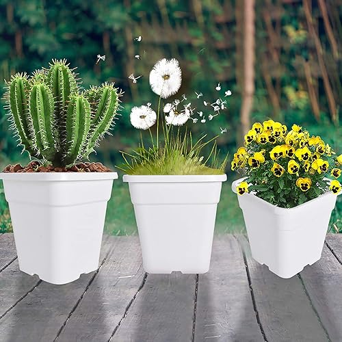 Vista 50 de Macetas cuadradas para vivero, macetas de cultivo, contenedor de vivero, apto para plantar plantas de suelo, 5 galones, 10 unidades Negro