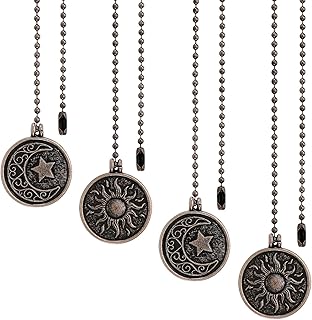 4 piezas de cadena de extracción de ventilador de techo con diseño de sol y luna, para ventilador de techo, ventilador de ...