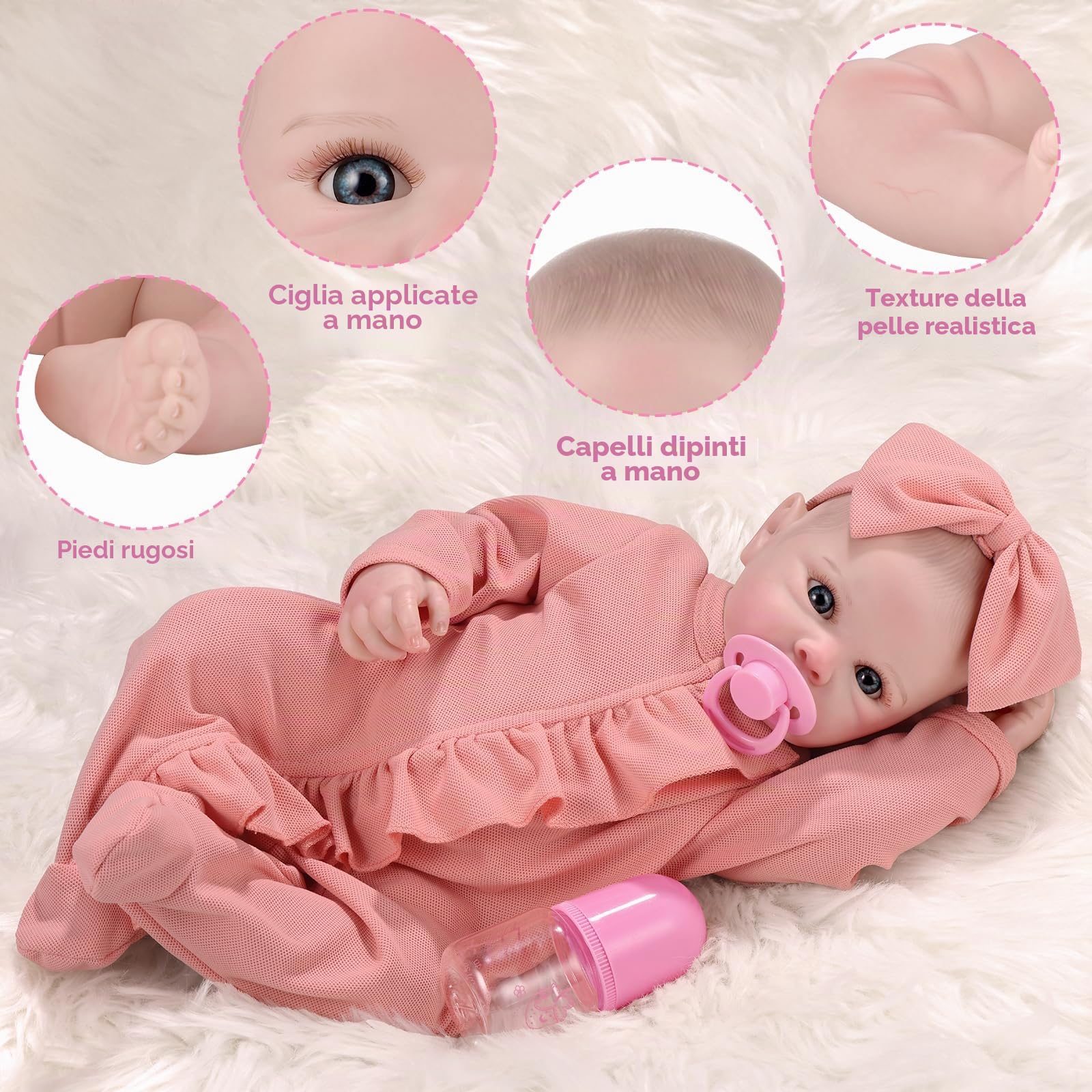 GAGAKU Bambola neonata reborn femmina, 45 cm bambole realistica bambola rinata con accessori