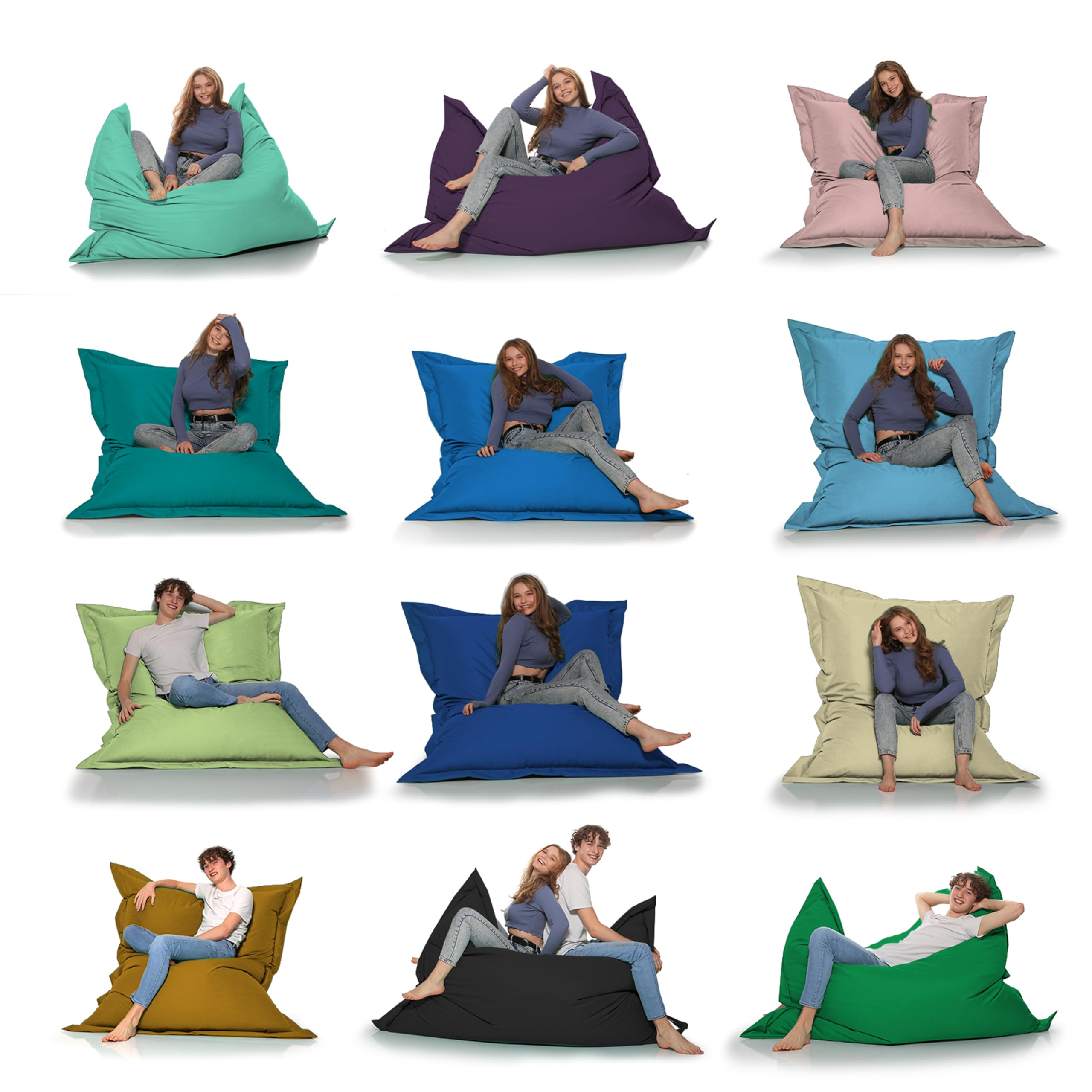 Fonctions du Pouf 2 en 1 Pouf géant pour Adultes et Enfants - Jeux et détente - Intérieur et extérieur Parce qu'il est imperméable - avec Perles EPS, Couleur:Turquoise, Taille:100x145 CM