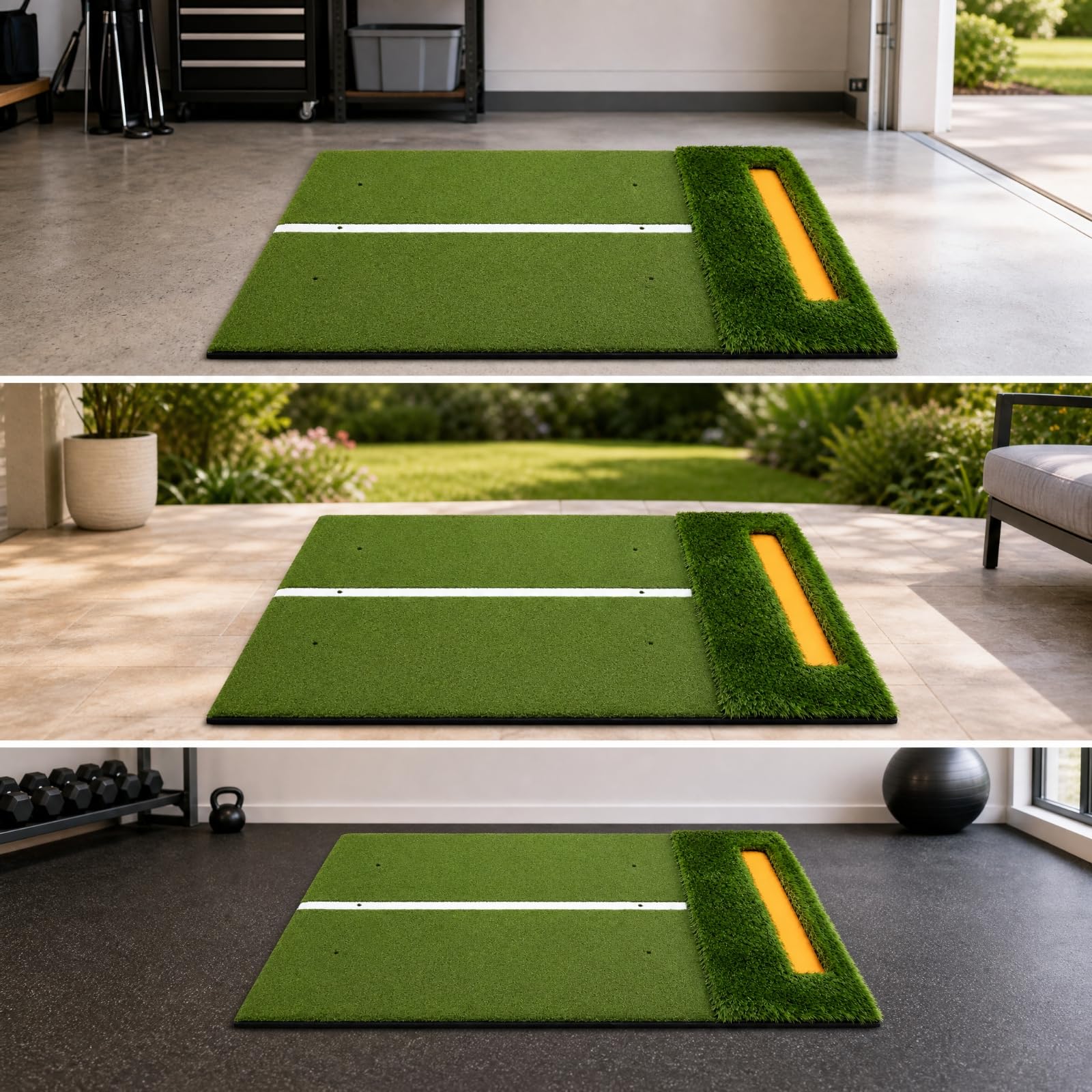 Alfombra Golpeo Golf Doble Césped Antislizan Entrenamiento Golf con Base EVA para, Garaje