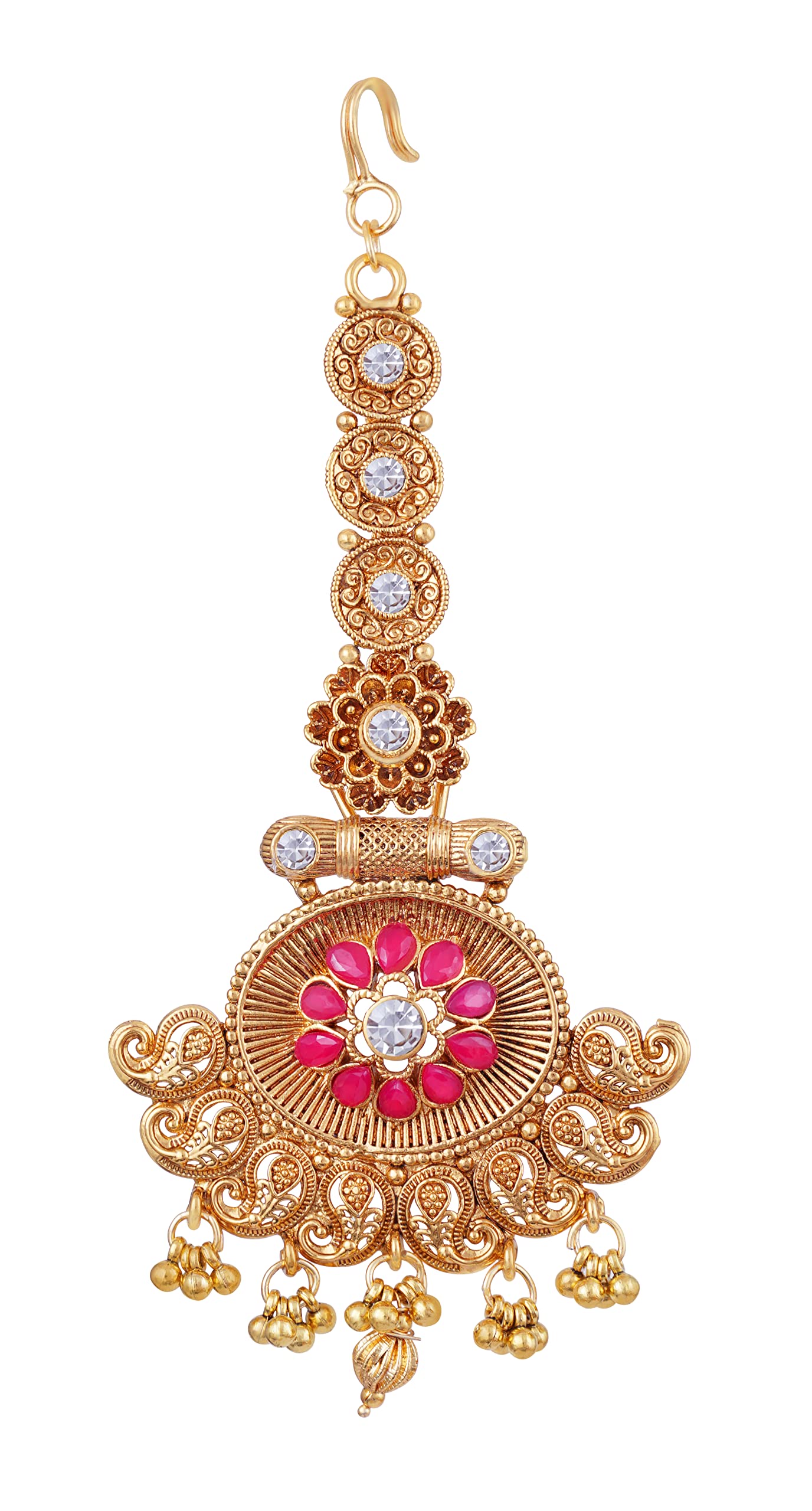 JFL- Jewellery for Less Traditional Gold Plated Peacock Kundan Stone Studded Oval Shape Mang Tikka for Women and Girls. (Oval),Valentine (B09ZQWBRX4) Amazon Price History, Amazon Price Tracker