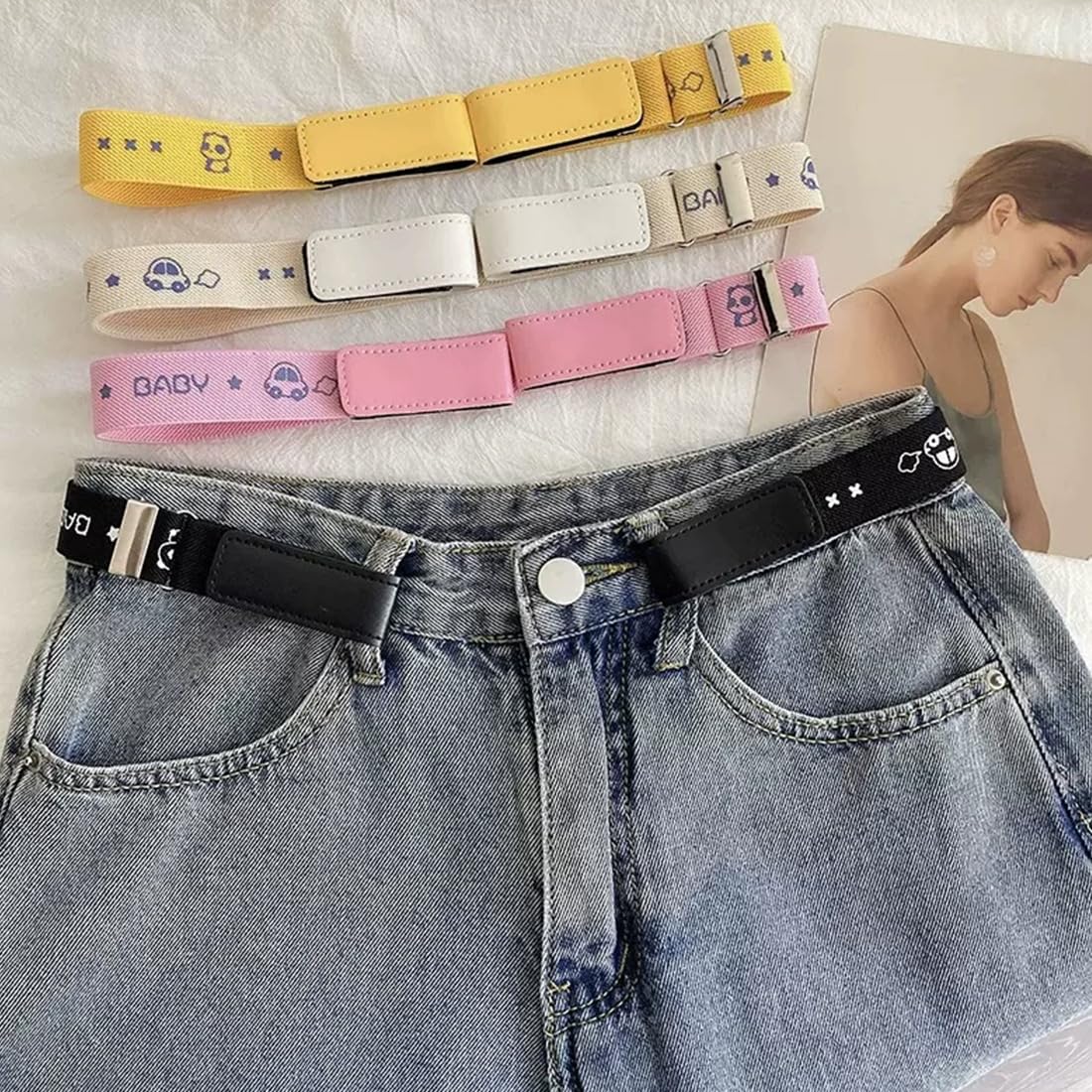 4 Stück Einstellbarer Kindergürtel,Elastischer Gürtel Kinder,für Jungen Mädchen Jeans Shorts Hosen Kleid