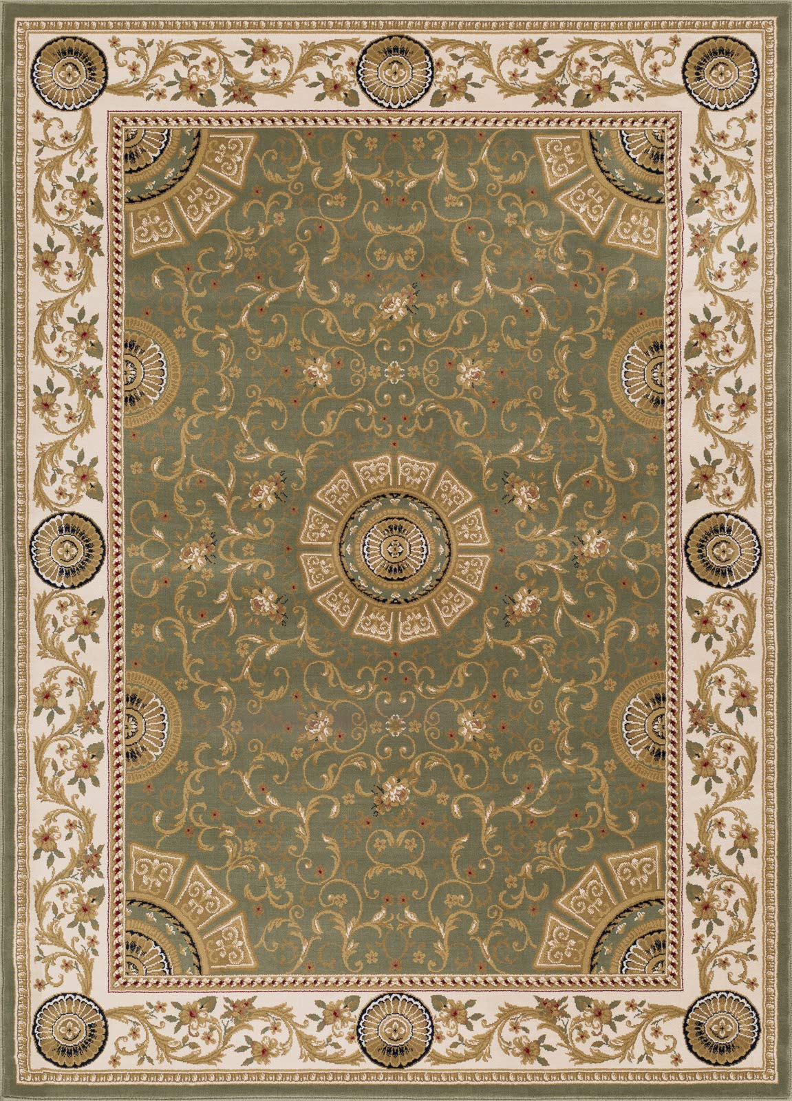 L'Baiet Serilda Floral Pattern Green Beige Traditional Classic Oriental Indoor 8' x 10' Area Rug