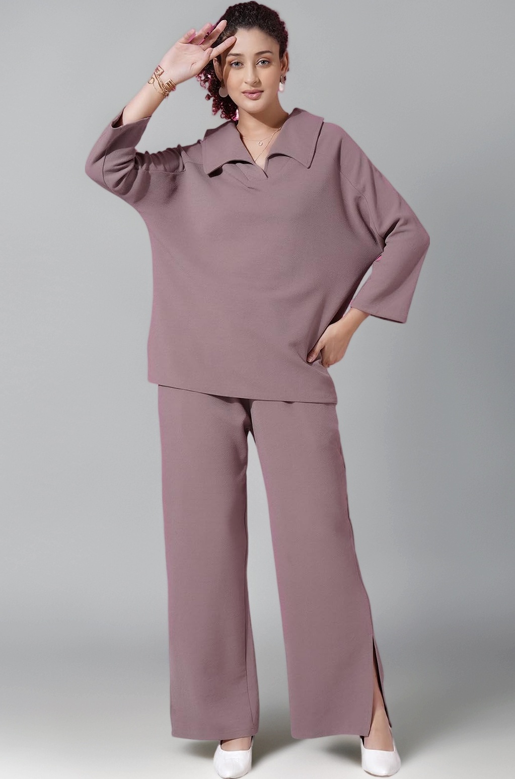 Women's Co-ords Set|Lycra Oversized Top & Trouser Set|Casual Co-ords Set for Women|Two Piece Co-ord Set|Office Wear Co-ords Set