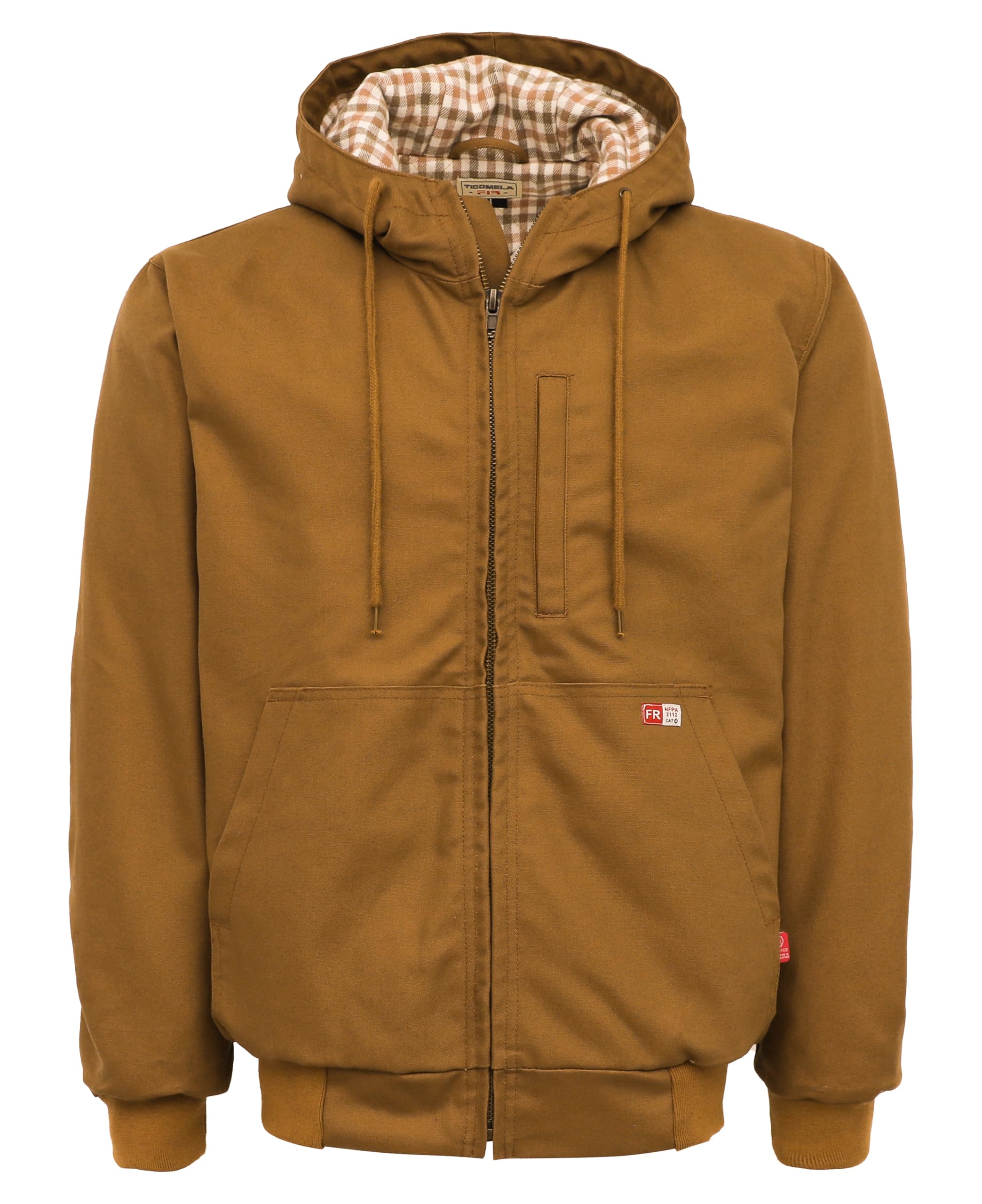 TICOMELA FR Jackets for men Flame Resistant Duck Hoodies Insulated Hooded Coat Outwear Water Repellent Oil Resistant