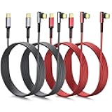 Besgoods Right Angle USB C to C Cable 10ft, 60W Type C Fast Charger Cord 90 Degree Compatible with iPhone 17 16 15 Pro Max iPad Pro Mini6 Galaxy S25 S24 Ultra A16 Pixel9-4Pack, Black&Red