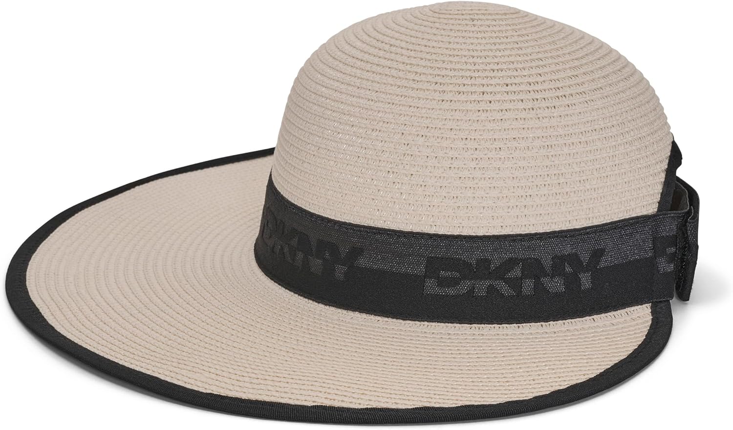 DKNY Womens Straw Sun Hat with Lace Logo Ribbon - Image 2