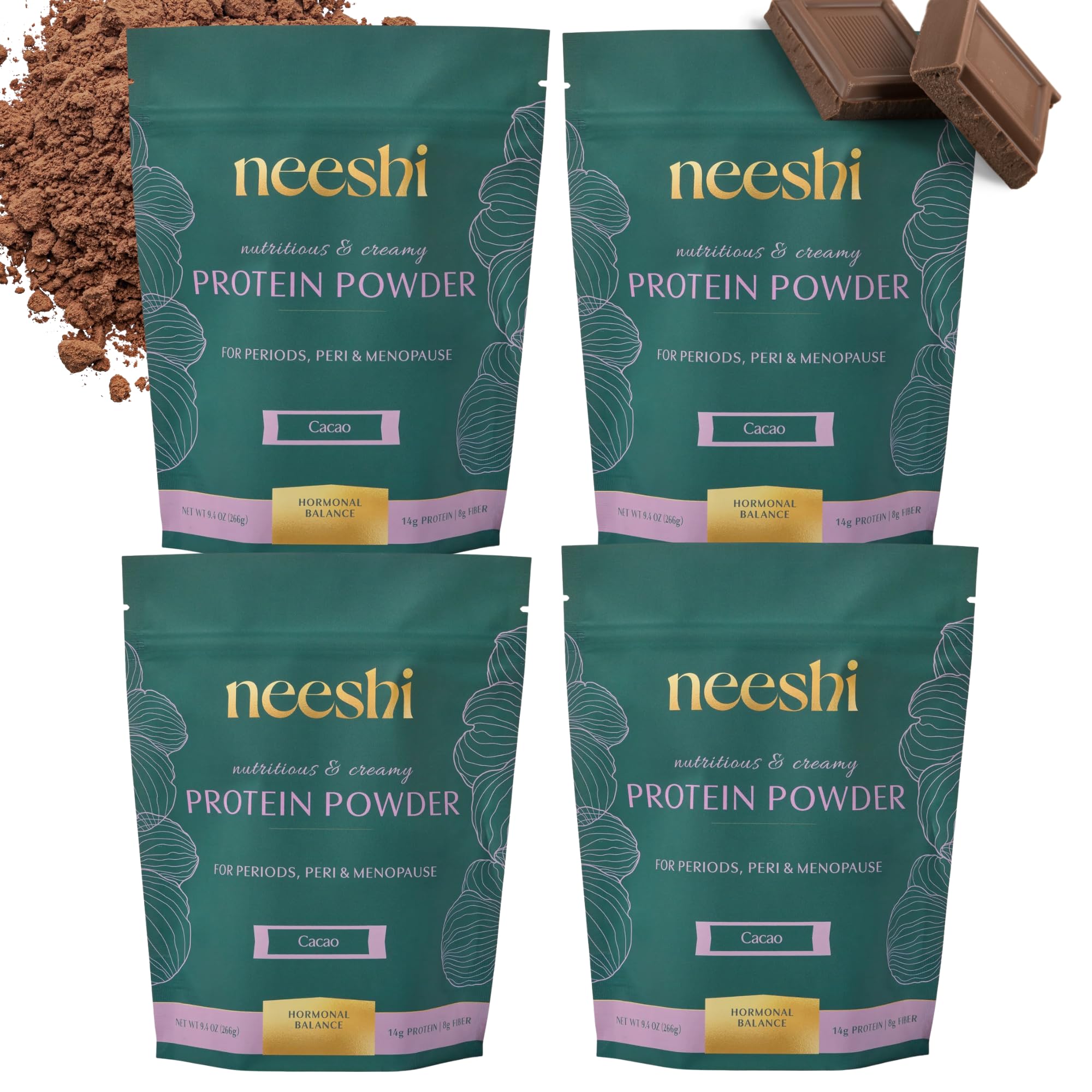 Hormone Balance Protein Powder and Fiber Blend, Cacao, 28 Servings