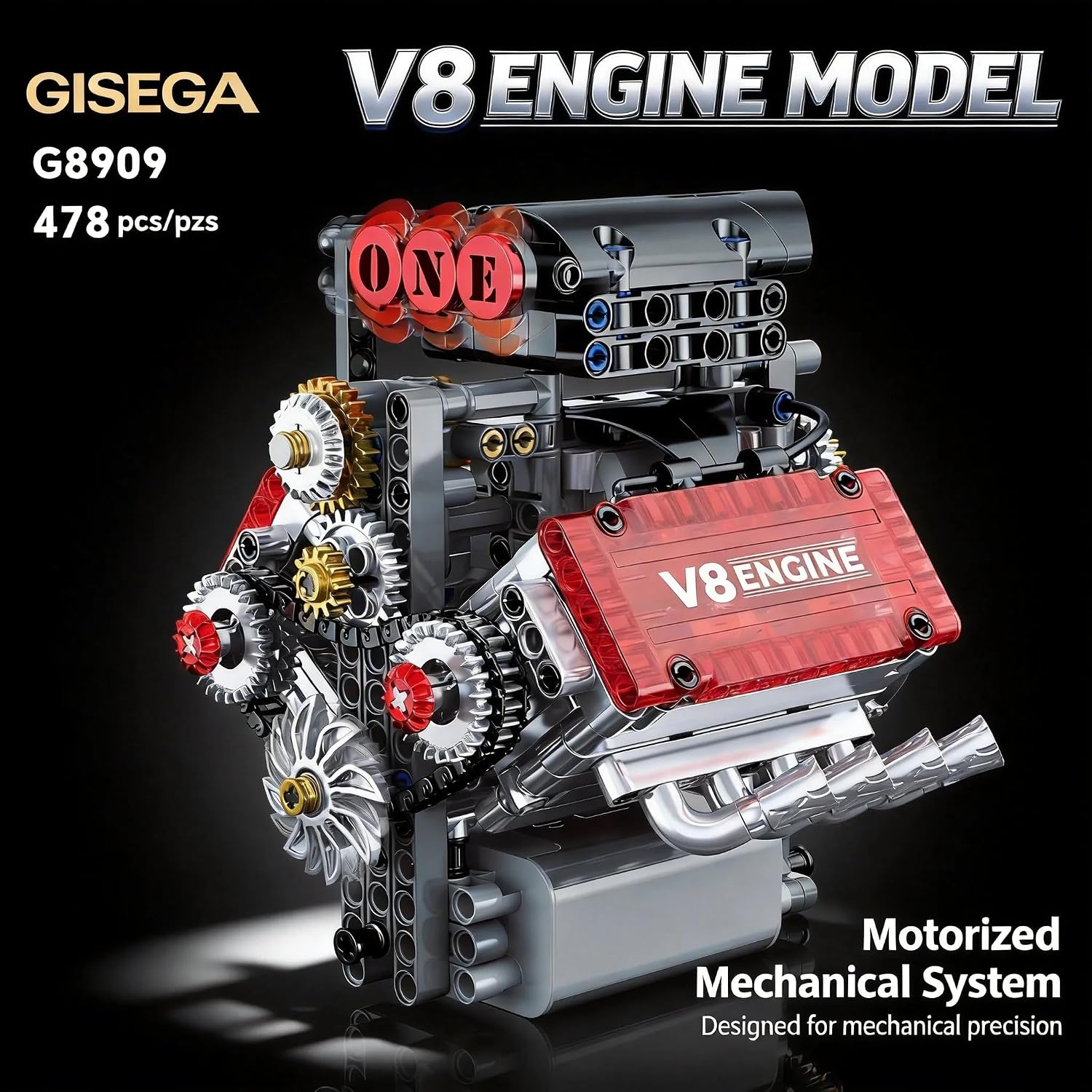 Motorized V8 Engine Model Building Kit product image