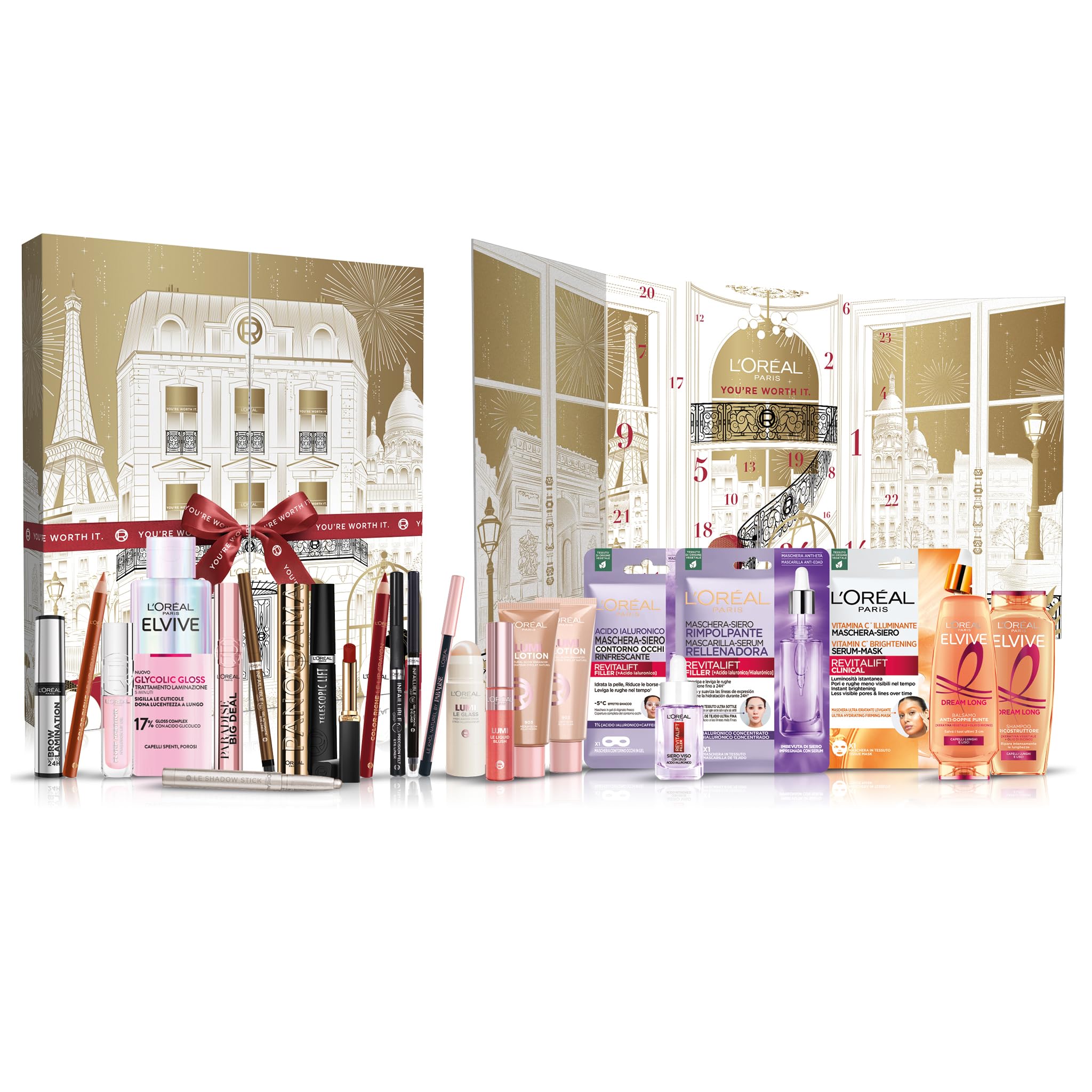 L'Oréal Paris Advent Calendar 24 Days 2025, 24 Iconic Products for Makeup, Skin Care and Hair Care by L'Oréal Paris