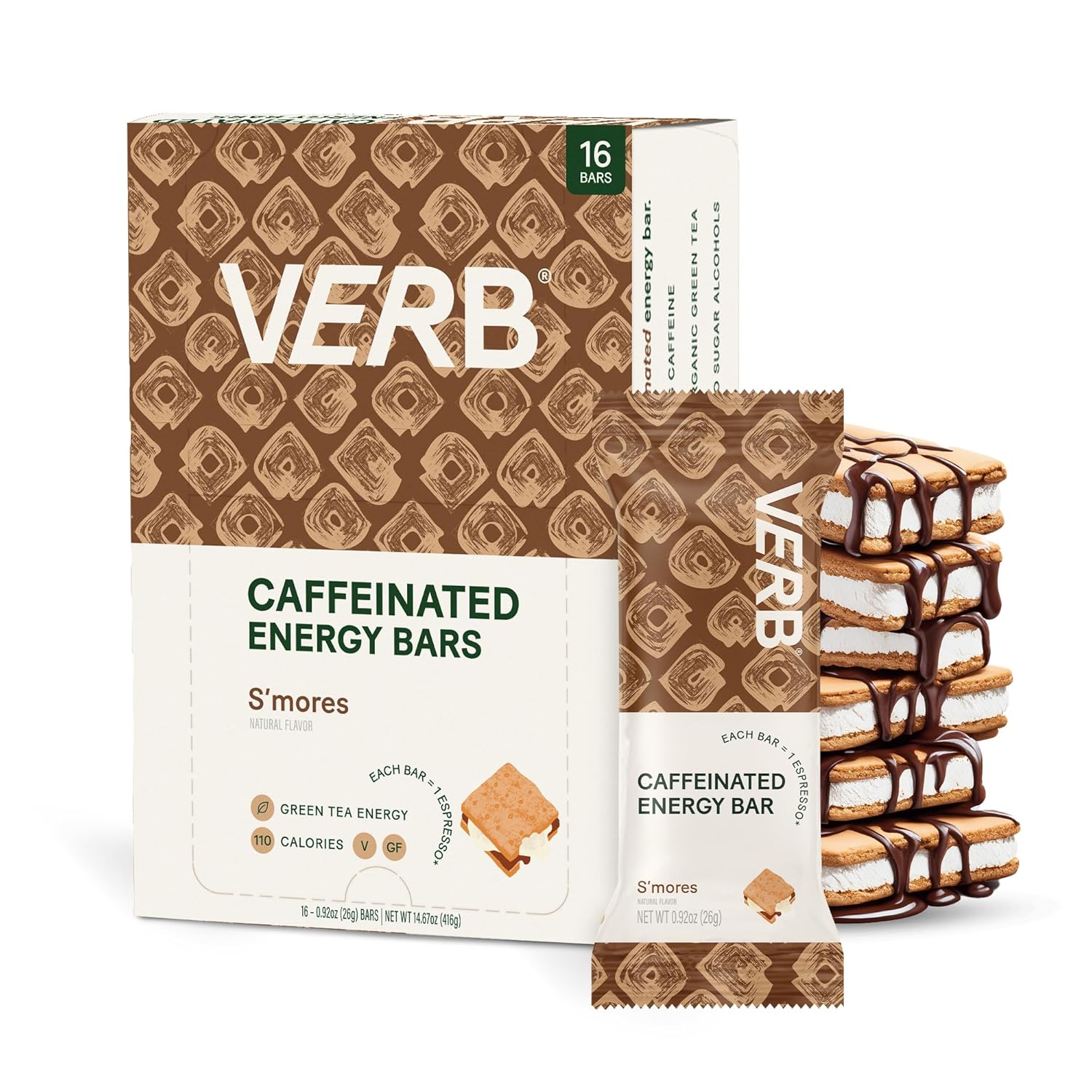Verb Energy S'mores Caffeinated Snack Bars 110Calorie