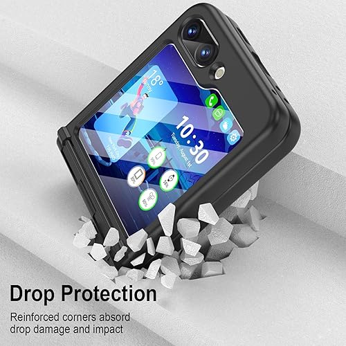 Miniatura 6 de Funda para Samsung Flip 5, Galaxy Z Flip 5 con protección de bisagra cubierta de cuerpo completo para Samsung Galaxy Z Flip 5 5G (negro)