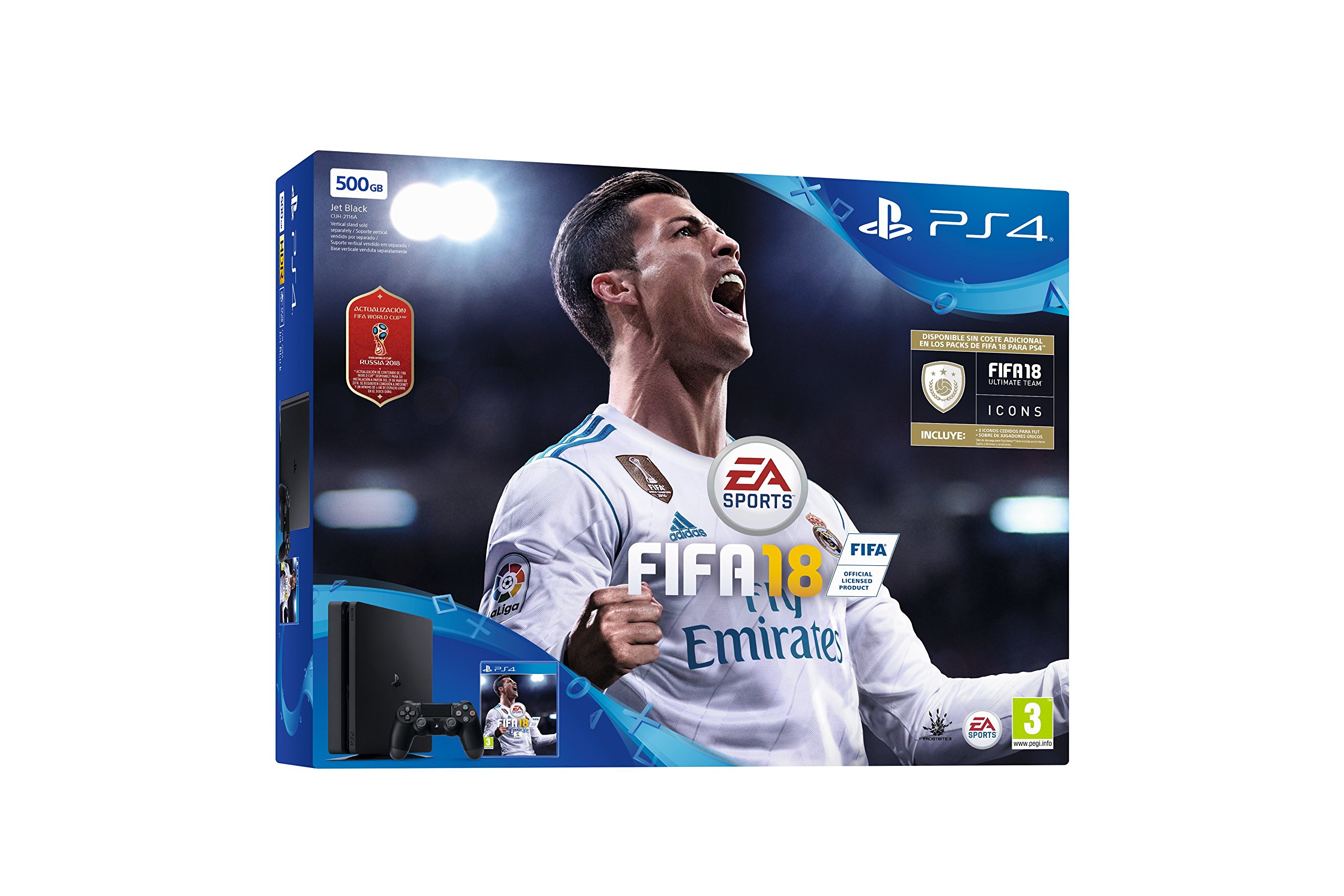 PlayStation 4 (PS4) - Consola 500 GB + FIFA 18 (World Cup) [Edizione: Spagna]