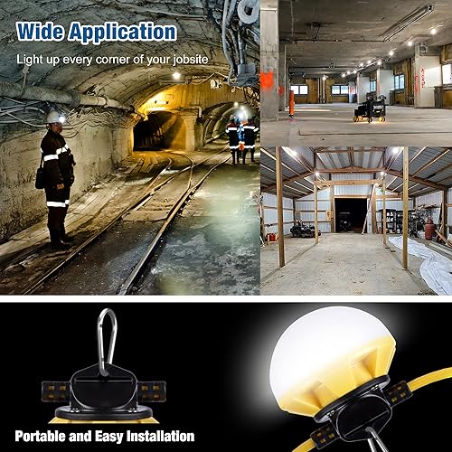 Miniatura 7 de G GJIA Cadena de luces LED de 50 pies de 50 W, 6000 lúmenes, de grado industrial, súper brillante para sitios de construcción, trabajo temporal,