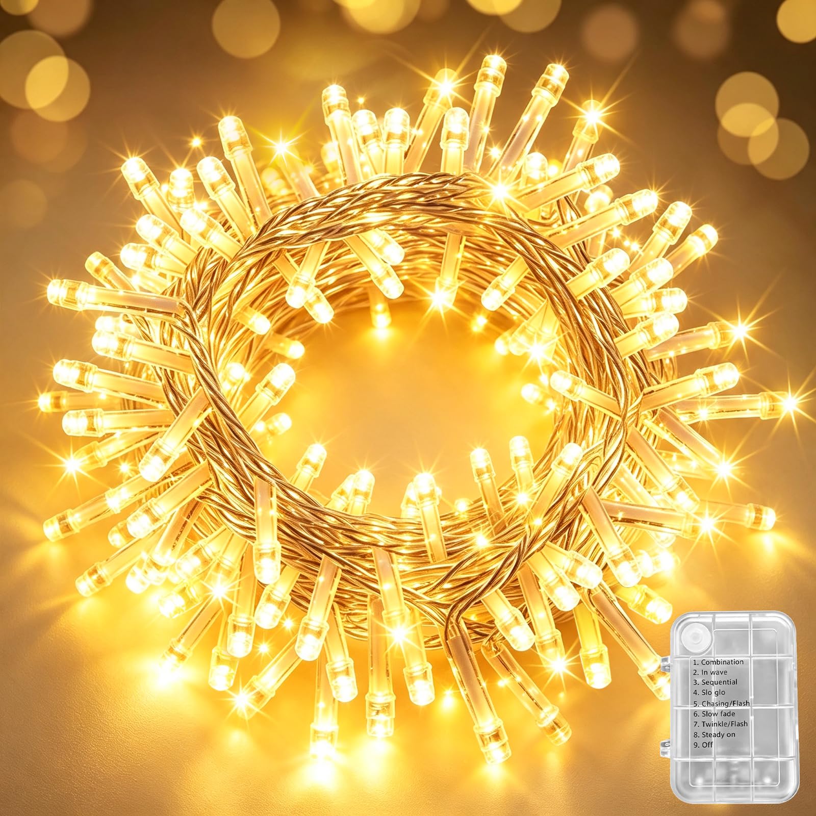 LEEDLIT Fairy Lights Battery Operated - 15m 150LEDs String Lights 8 Modes
