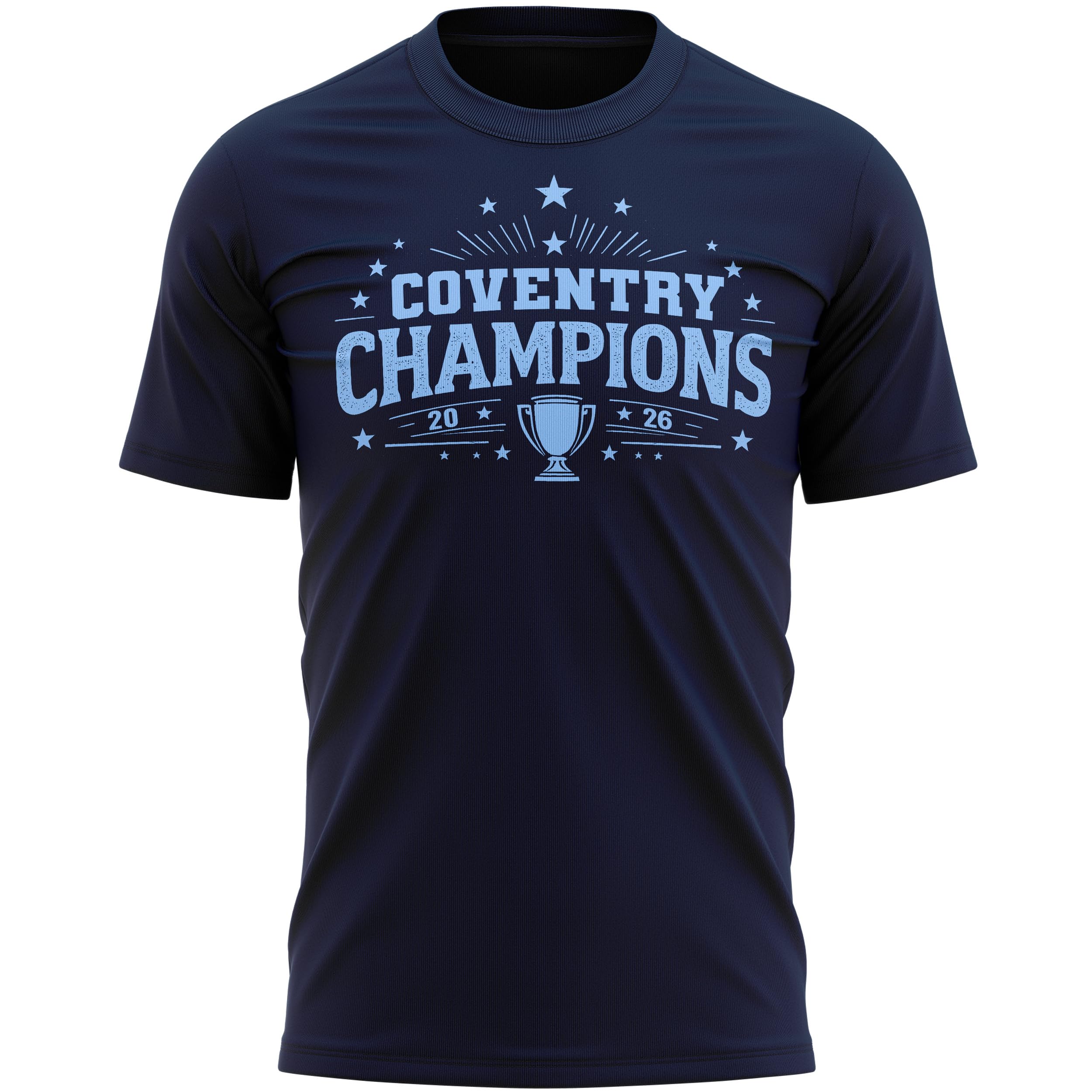 Coventry Mens Football T Shirt - Cov Champions 2026 Cup Design - Football Supporter City Fan Man Tee, 3XL, Navy