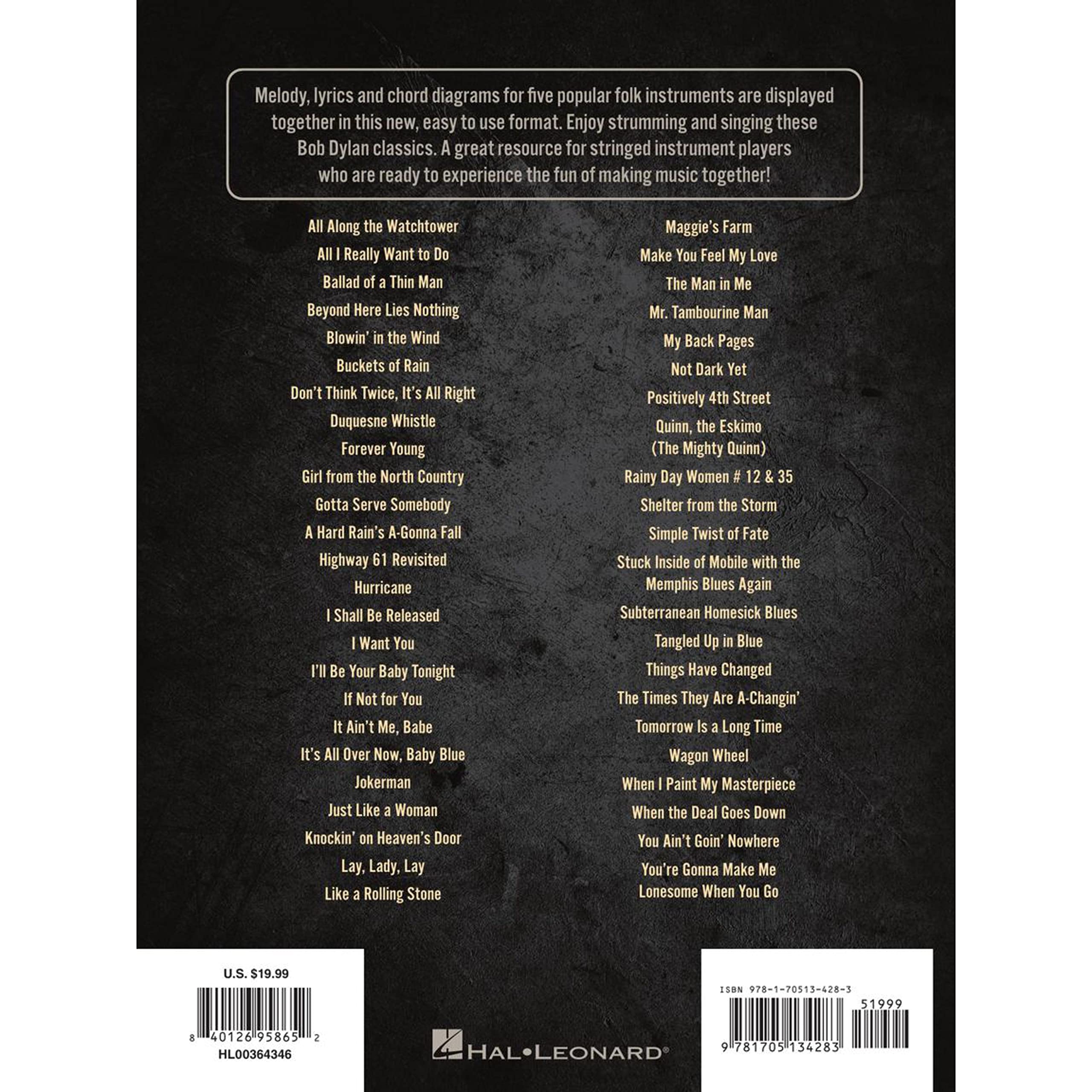 Bob Dylan: 47 Songs With Lyrics, Melody Lines, and Chord Frames for Standard Ukulele, Baritone Ukulele, Guitar, Mandolin, and Banjo