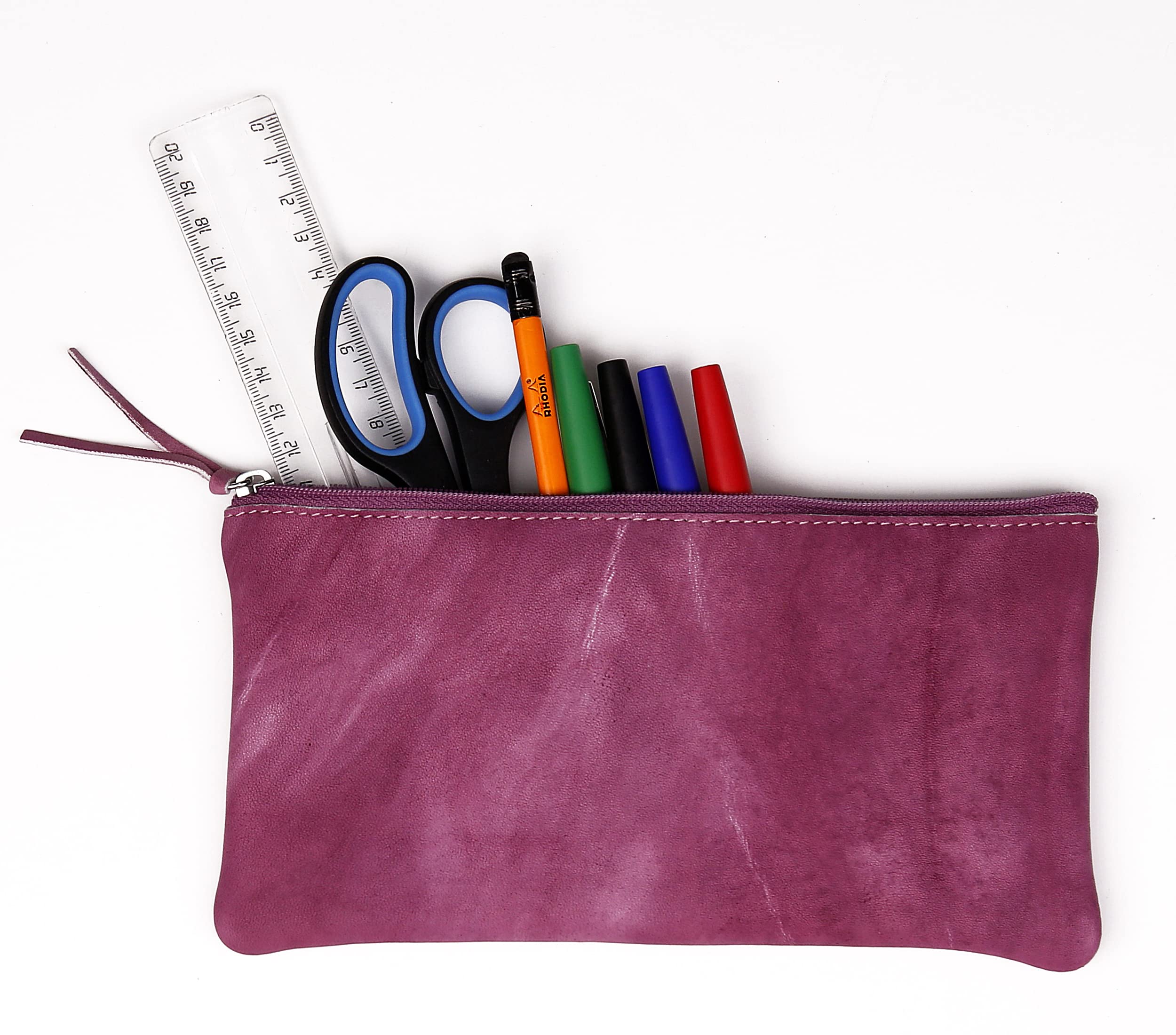 Clairefontaine, Ref 410177C, Tie & Dye Leather Flat Pouch, 22 x 11cm, Made From Genuine Lambskin Leather - Image 3