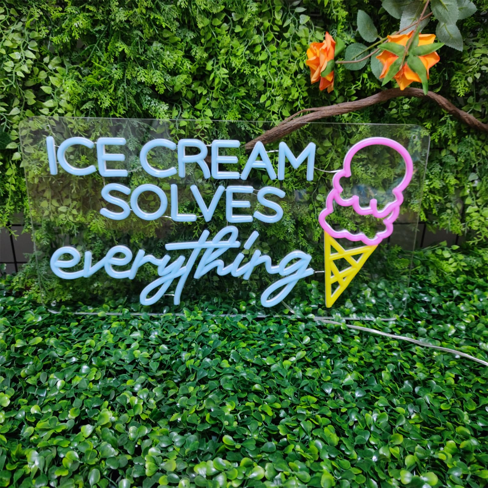 ネオンインテリアサイン　ICE CREAM Ice Cream Sign 22.4x11'' Ice Cream Open Shop Neon Signs USB