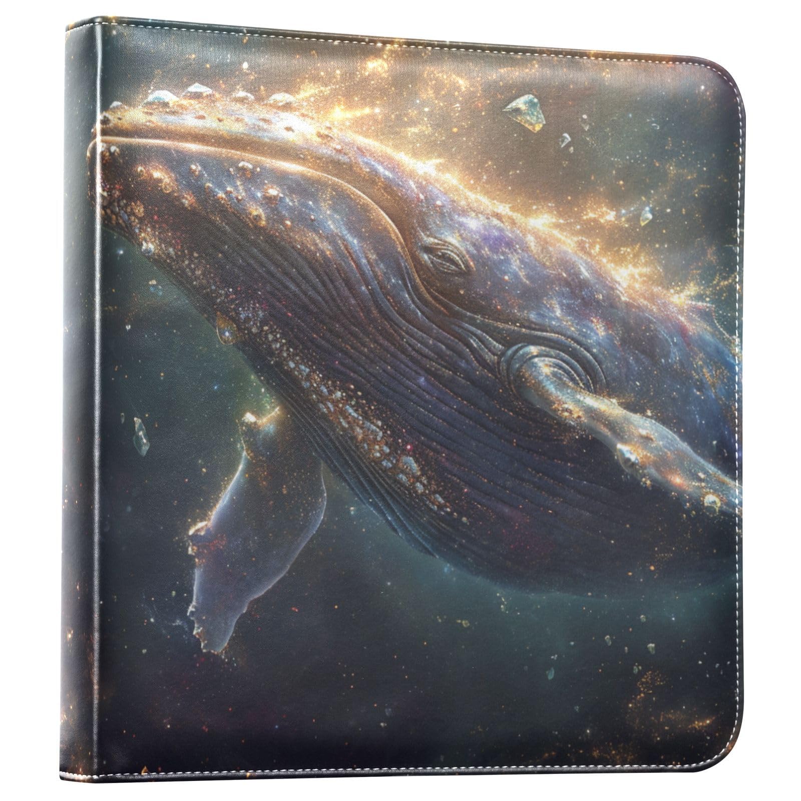 JIPONI Humpback Whale Large Photo Album, DIY Leather Cover Scrapbook Albums for 4x6 5x7 6x8 Pictures, Self Adhesive Memory Book for Wedding, Baby, Family