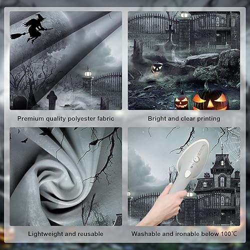 Miniatura 5 de Avezano Telón de fondo para fotografía de Halloween, luna llena, noche aterradora, castillo, calabazas, fondo de fiesta, espeluznante, bruja,