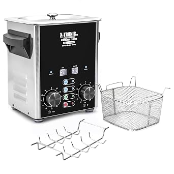 X-Tronic Model #2000-XTS 2.0 Liter Square Format "Platinum Edition" Commercial Ultrasonic Cleaner with Time/Temp LED Displays, Sweep & Degas Controls, S/S Cleaning Basket & Wire Rack Holder