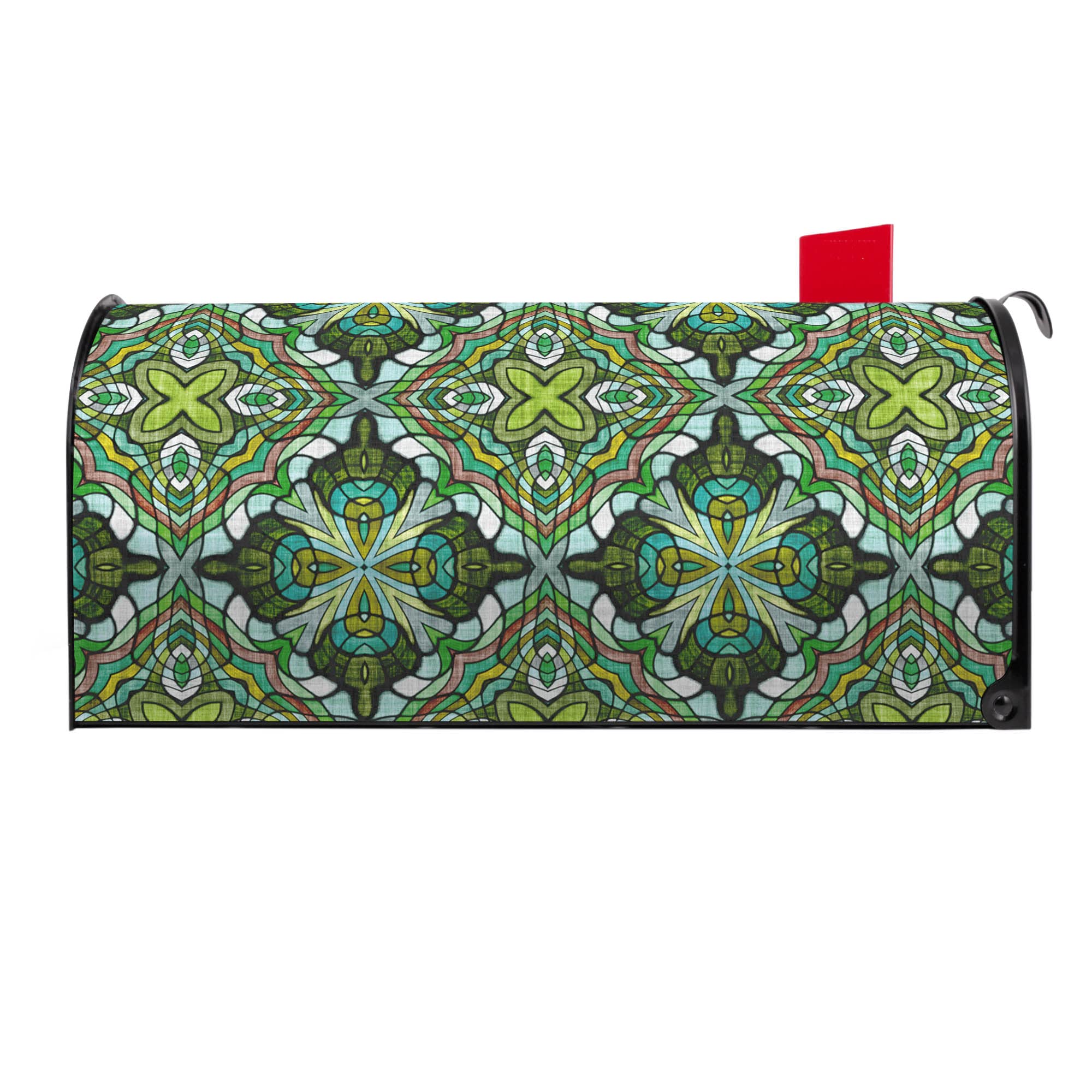 banjado Amerikanischer Briefkasten - US Mailbox/Letterbox mit Motiv Motiv Grünes Muster 51x22x17cm - Postkasten Stahl aus Amerika – Briefkasten amerikanisch schwarz pulverbeschichtet