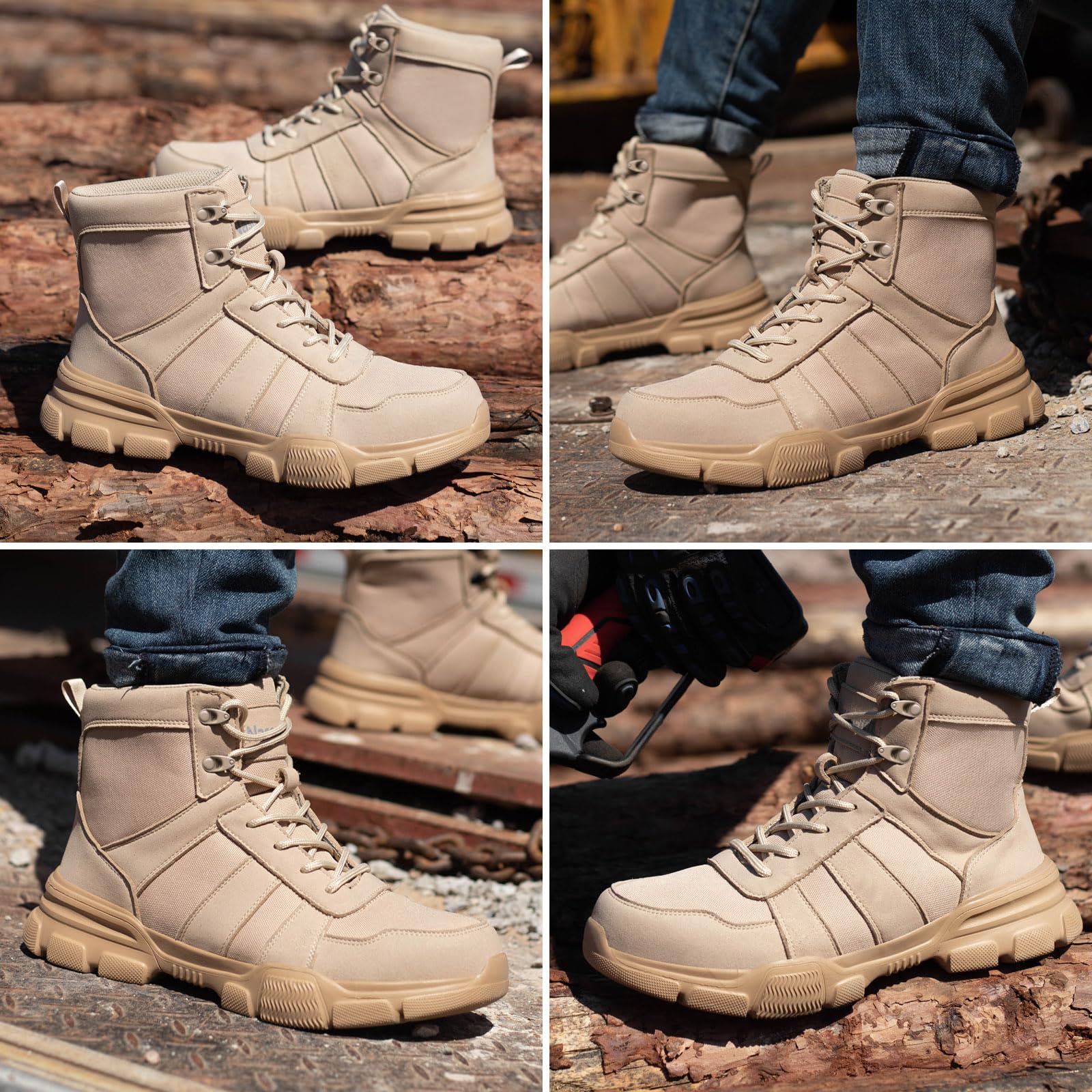 Botas de seguridad con puntera de acero para hombre y mujer, ligeras, transpirables, con construcción antideslizante para uso industrial