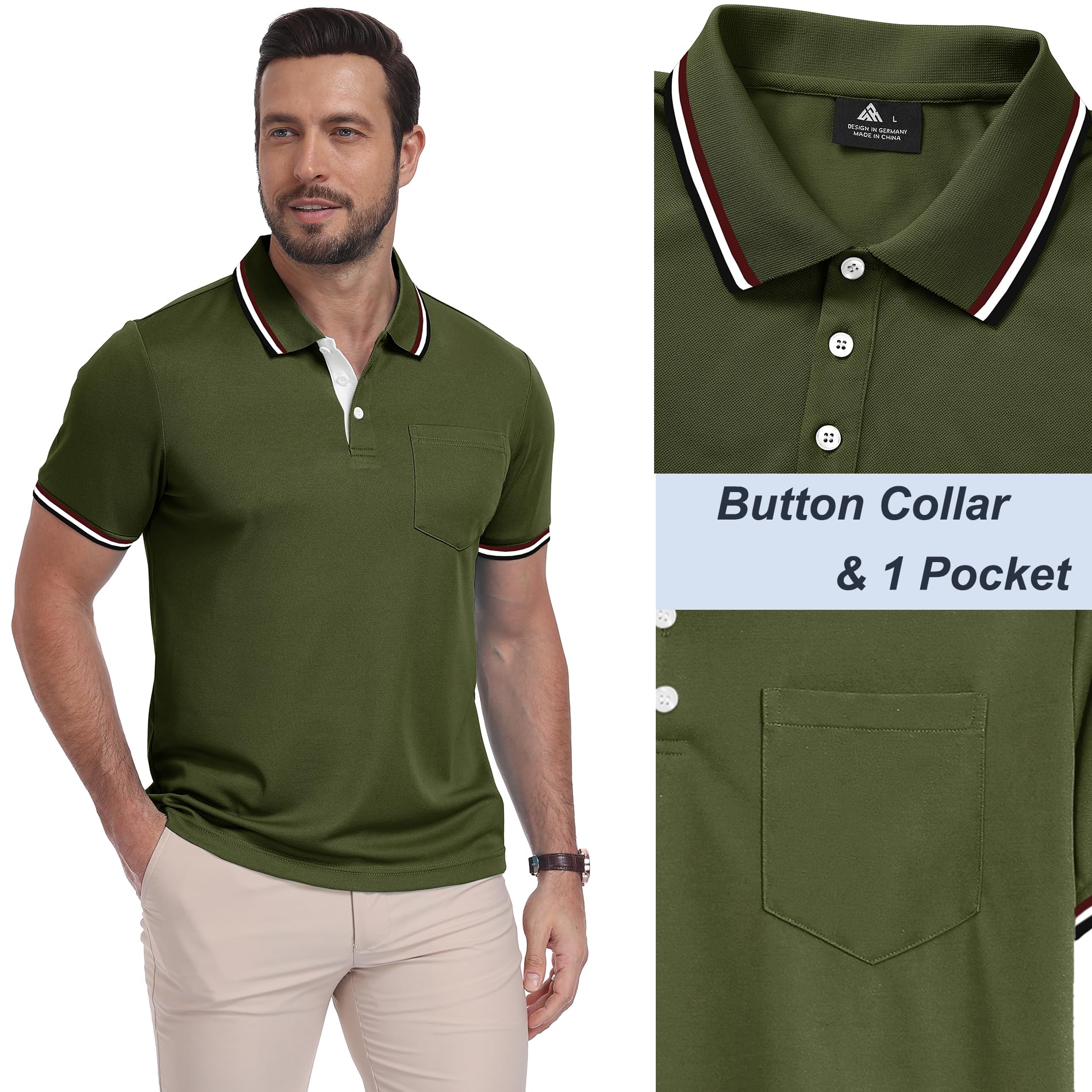 ZITY Polo Uomo Maniche Corte Pacco da 3 Polo Golf Tennis Estate Magliette Leggera e Traspirante T Shirt Primavera Camicie per Il Lavoro,Vacanze
