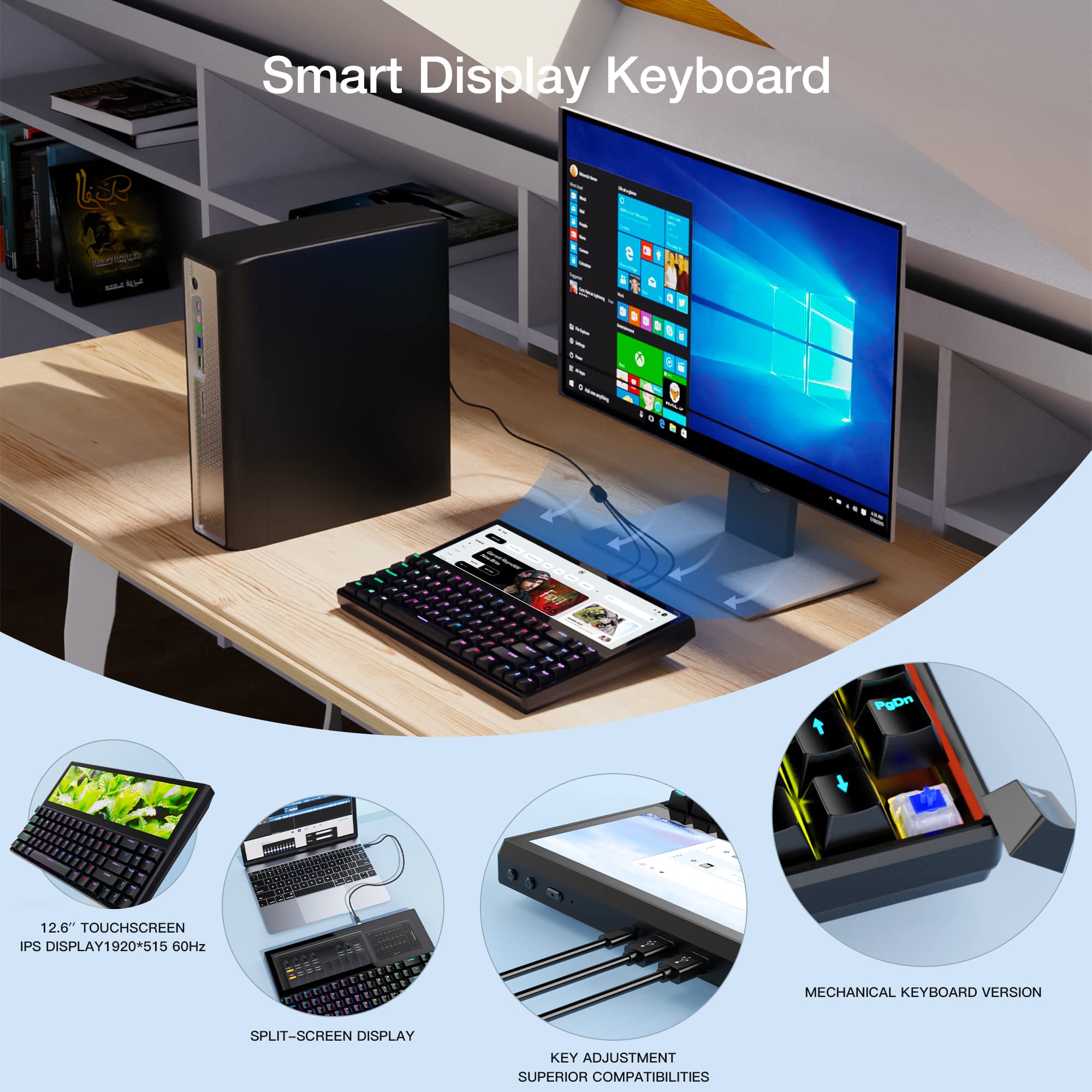 Amazon | Kwumsy K2ポータブルモニター分割画面キーボード12.6インチ 