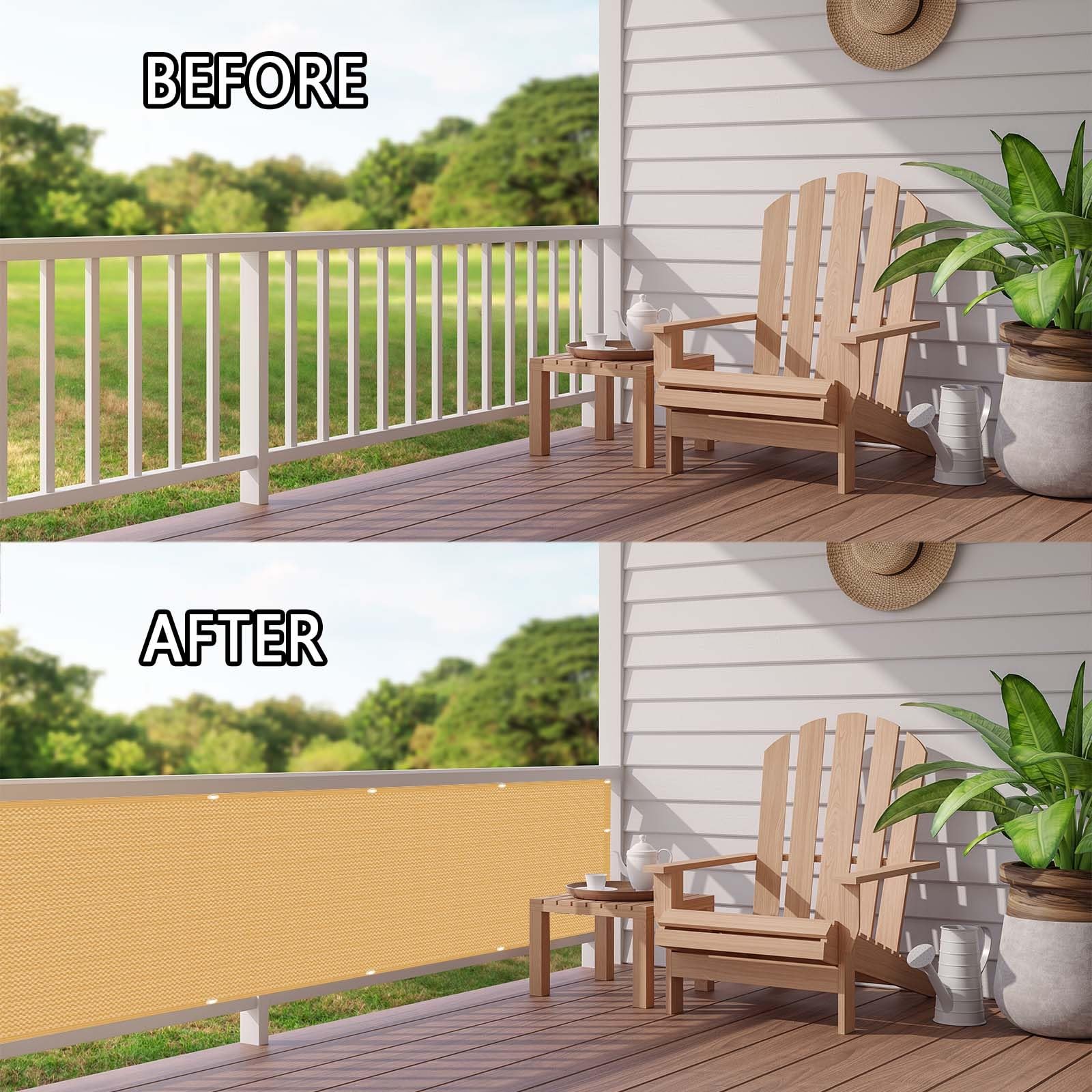 Outdoor110 x 490 cm – 220 g/m², pokrowiec na ogrodzenie ogrodowe, 90% zacienienia, odporny na rozdarcie, zawiera opaski kablowe, idealna na patio, taras lub ogrodzenie z drutu, piaskowo-żółty