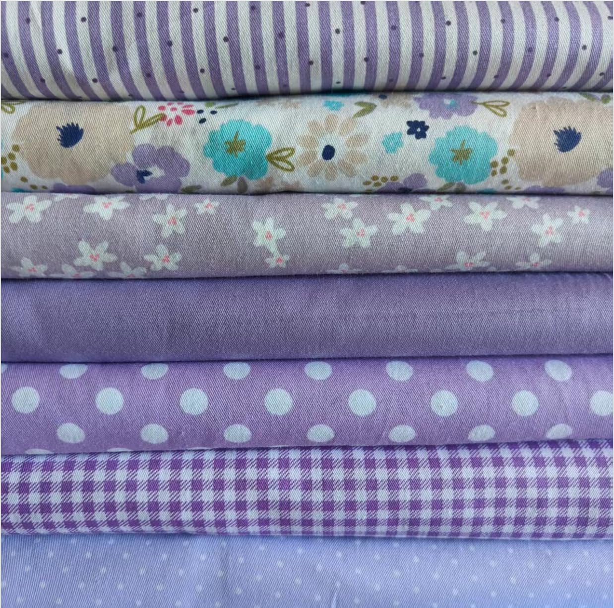 Cotton Fabric DIY Making Supplies Quilting Patchwork Fabric Fat Quarter Bundles DIY for Quilting Cotton Patchwork Cushions (Mix Purple Flowers, 9.8" x 9.8")